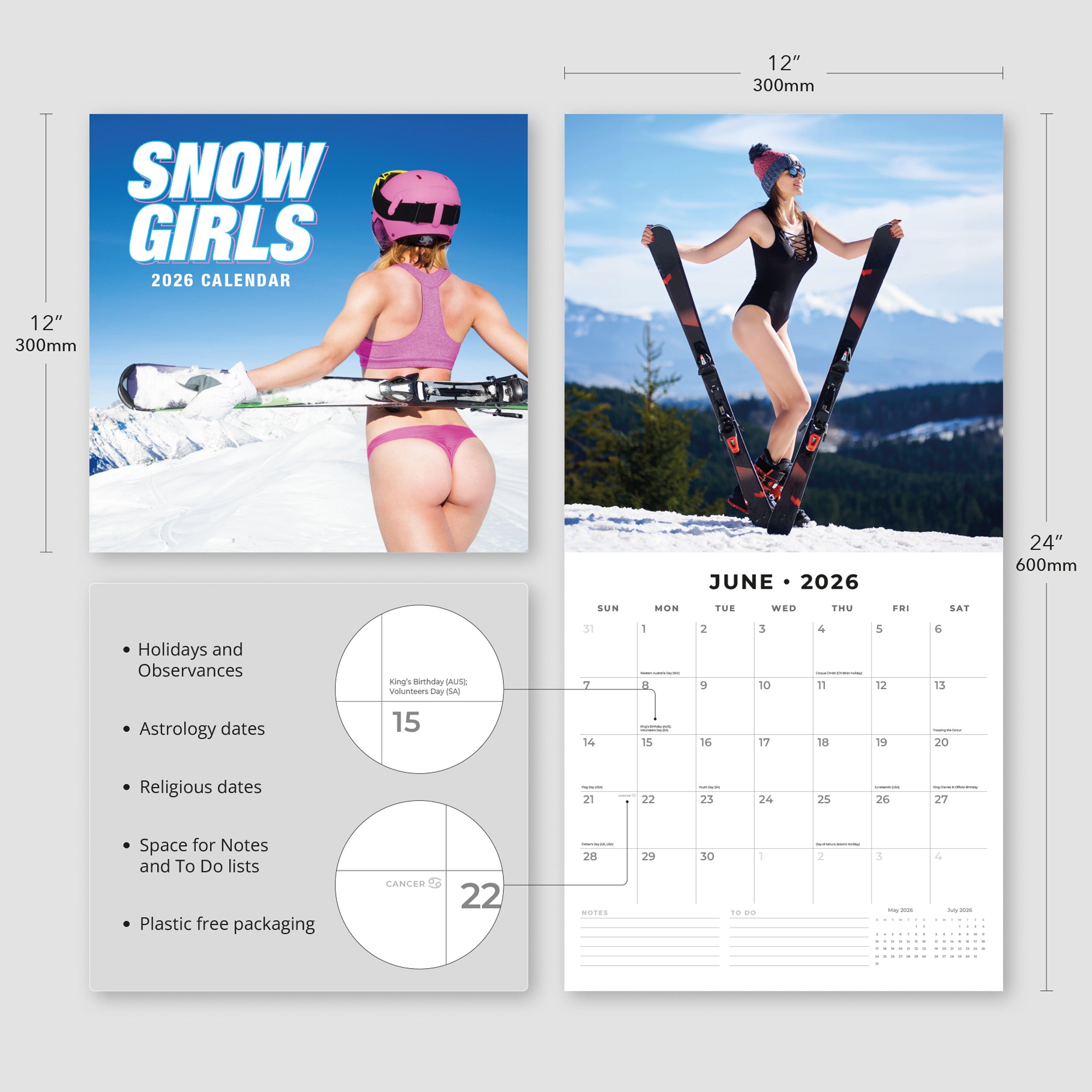 2026 Snow Girls - Square Wall Calendar