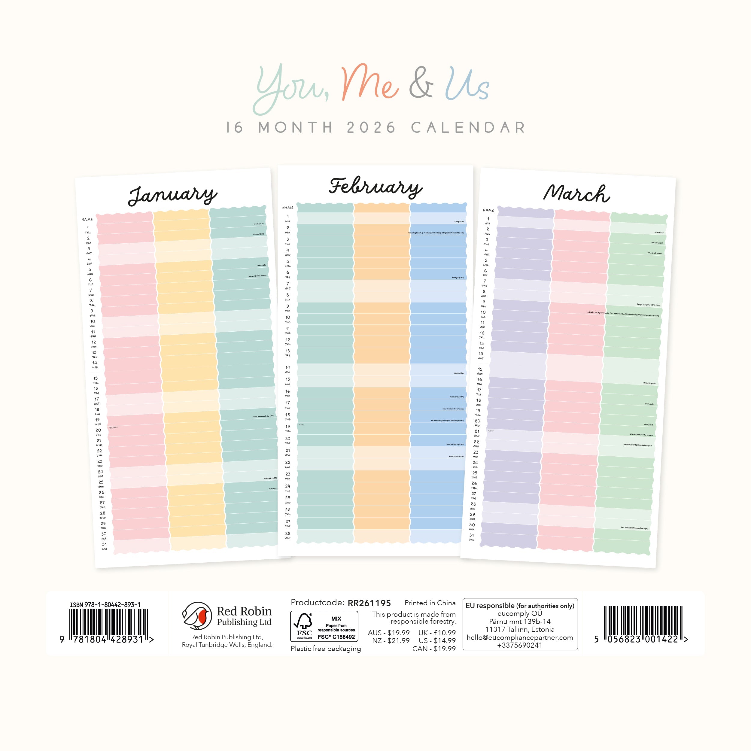 2026 You, Me & Us - Square Wall Calendar