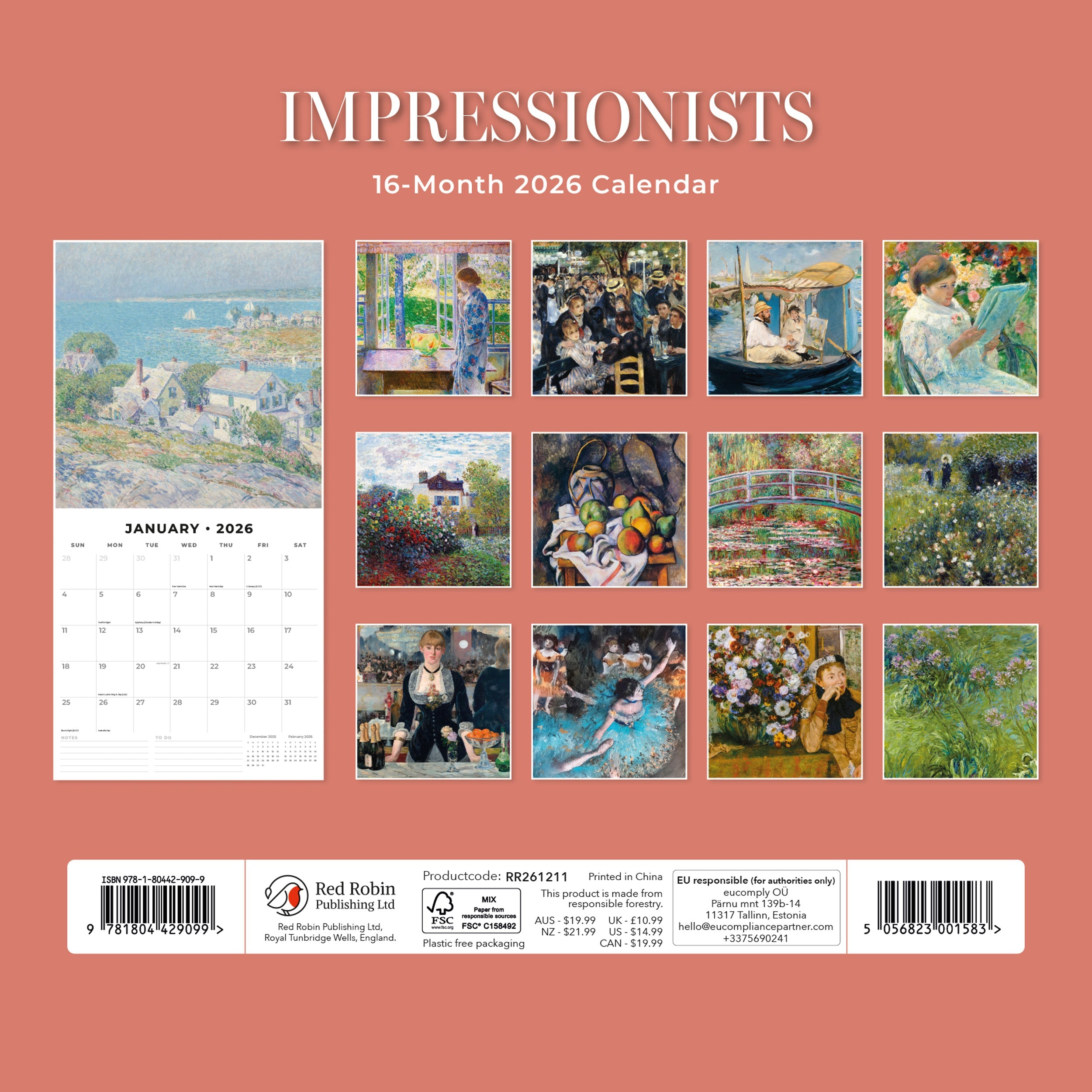 2026 Impressionists - Square Wall Calendar