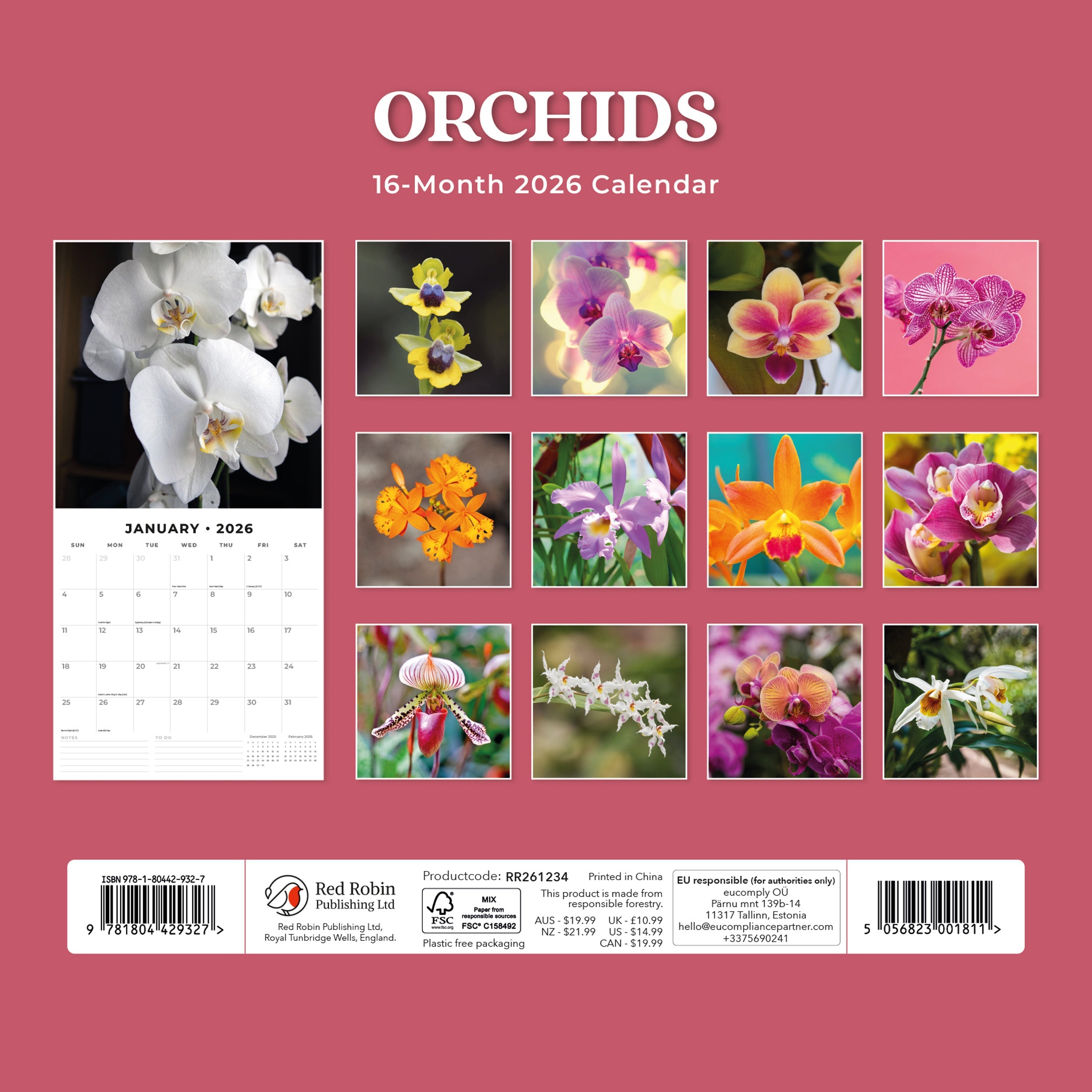 2026 Orchids - Square Wall Calendar
