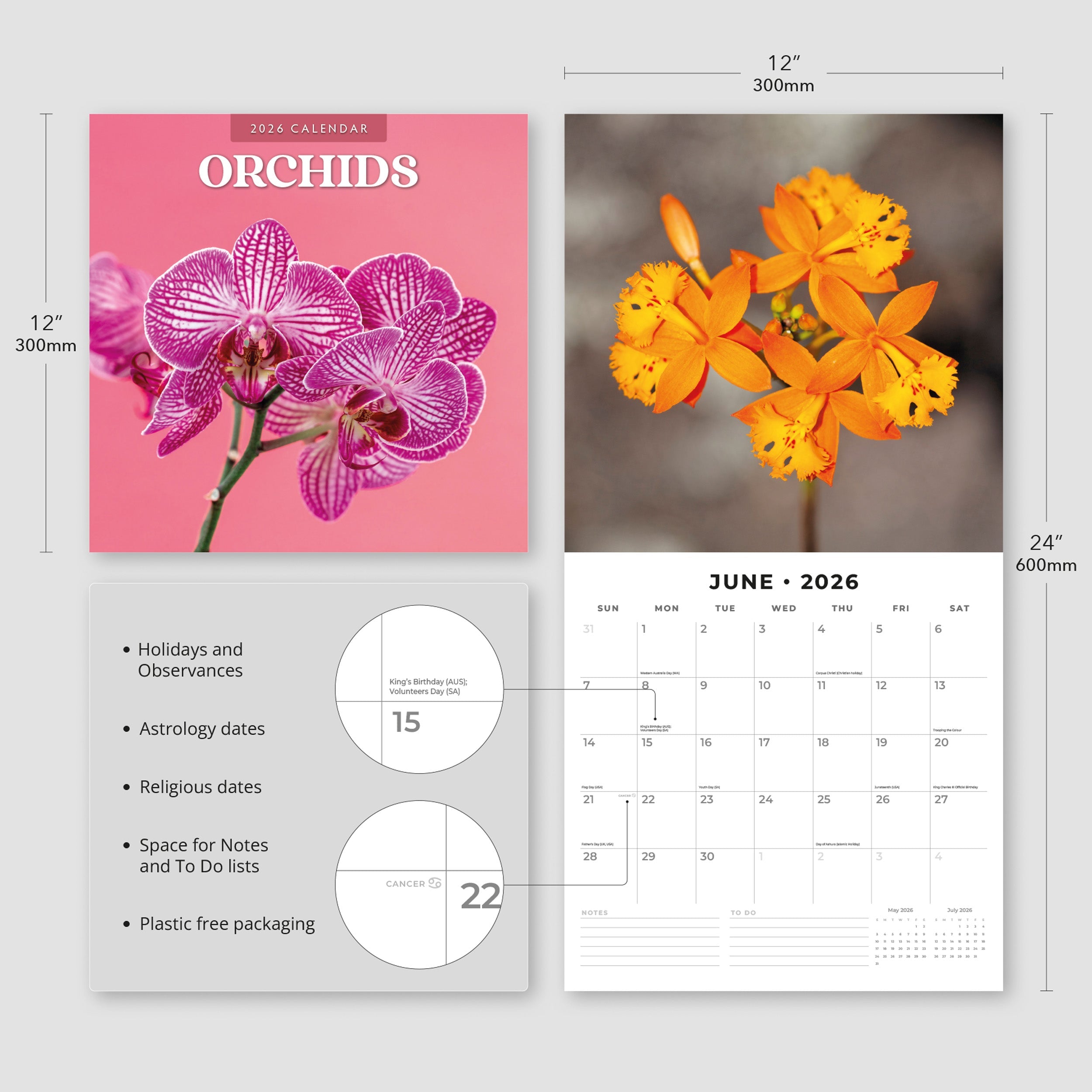2026 Orchids - Square Wall Calendar