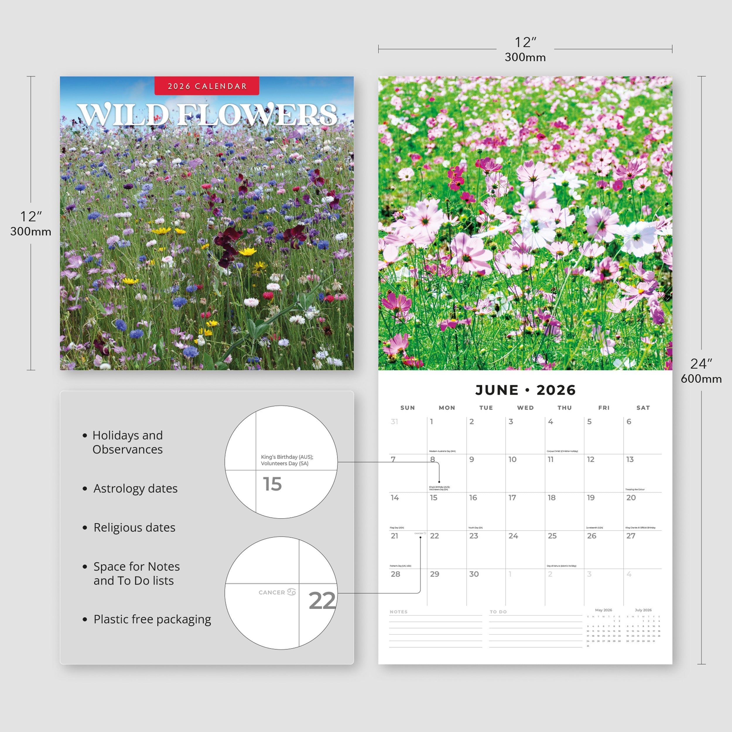 2026 Wild Flowers - Square Wall Calendar
