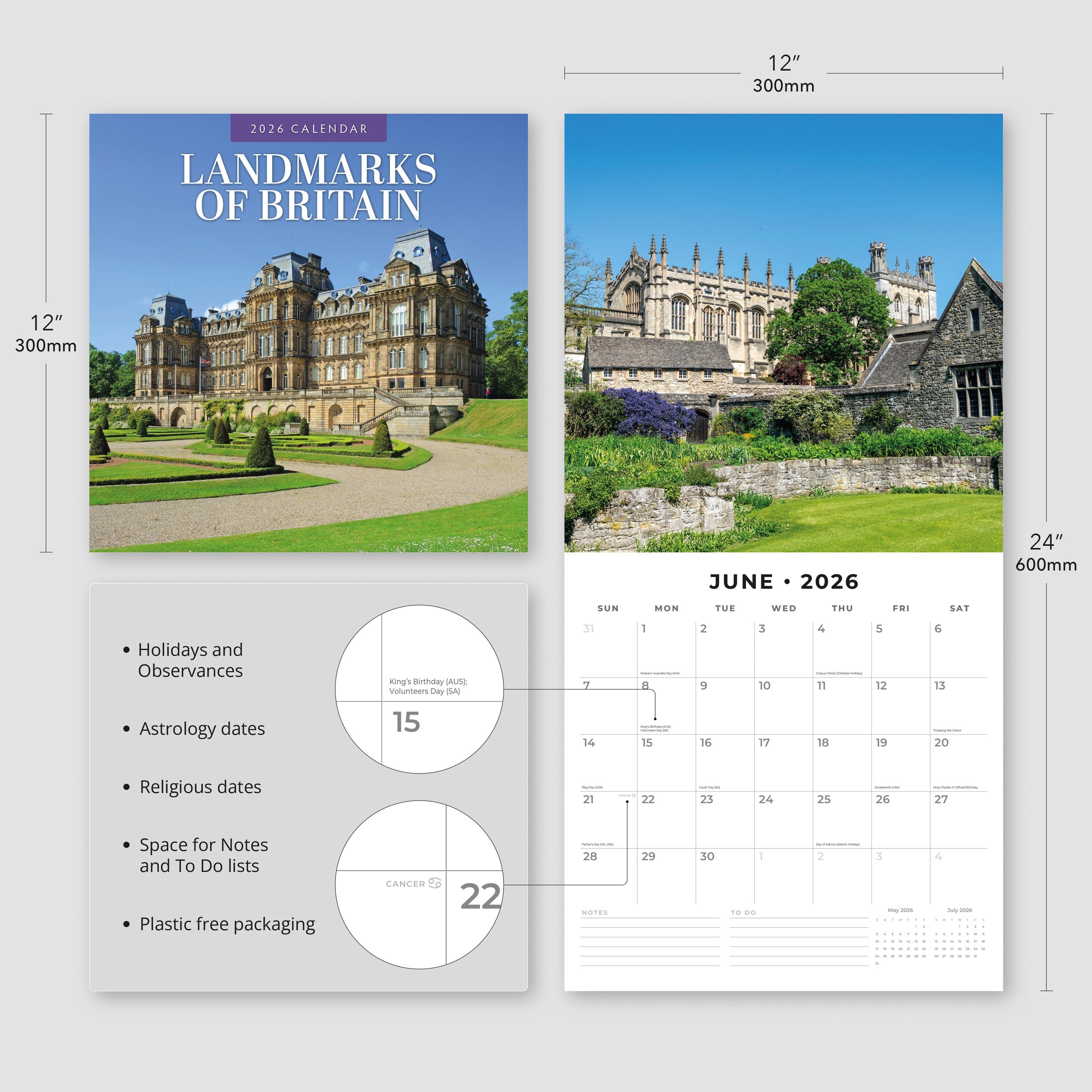 2026 Landmarks of Britain - Square Wall Calendar