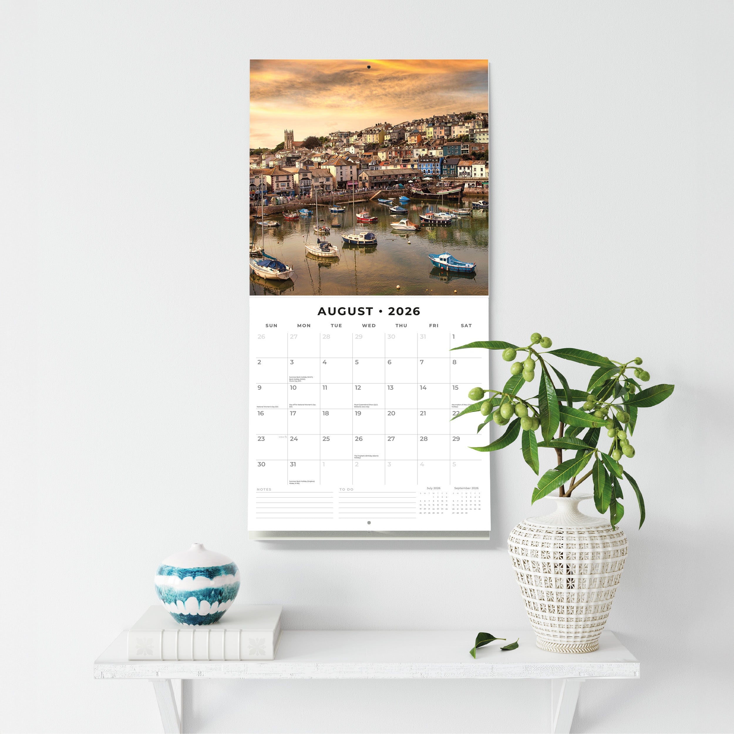 2026 Seaside Towns - Square Wall Calendar
