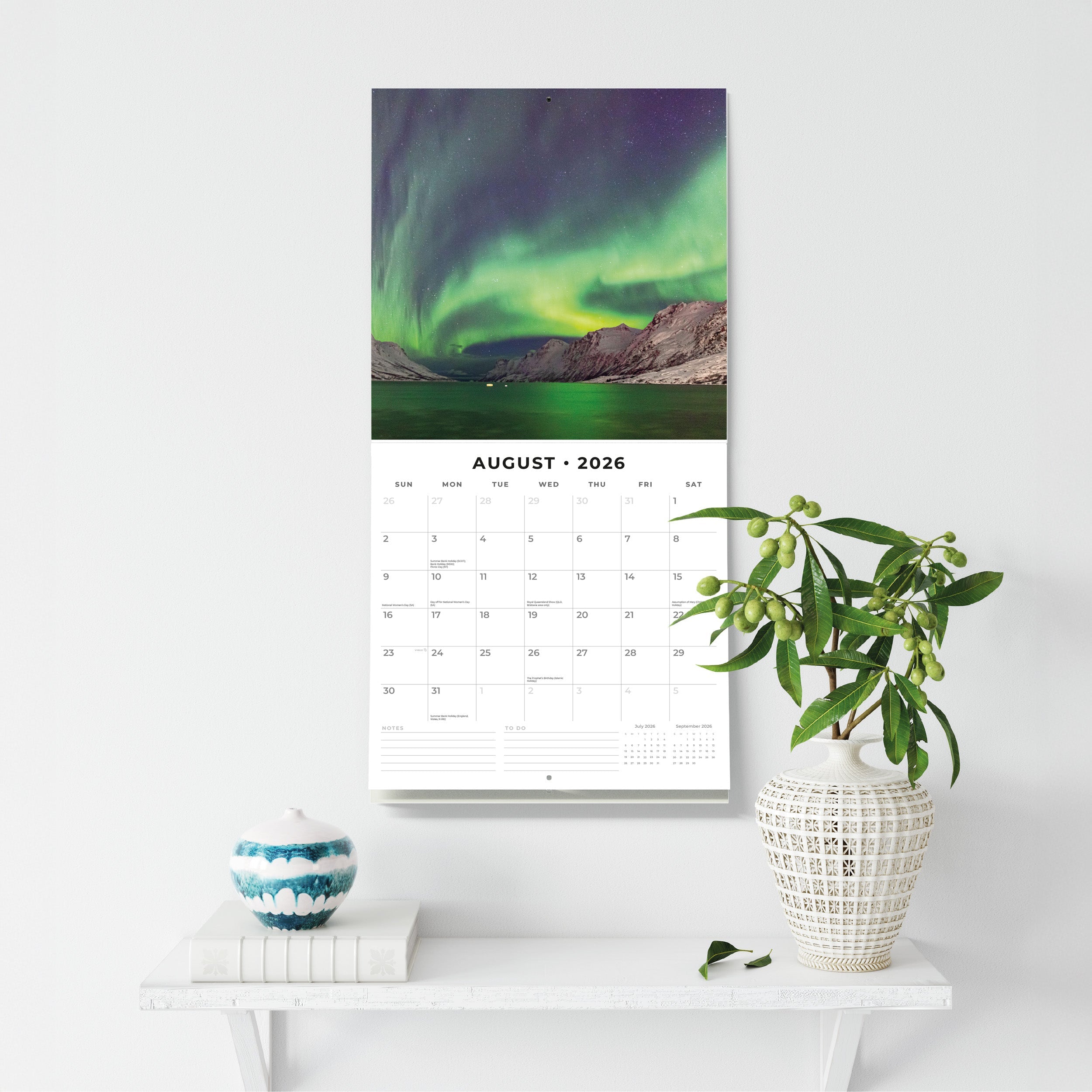 2026 Aurora Boraellis - Northern lights - Square Wall Calendar