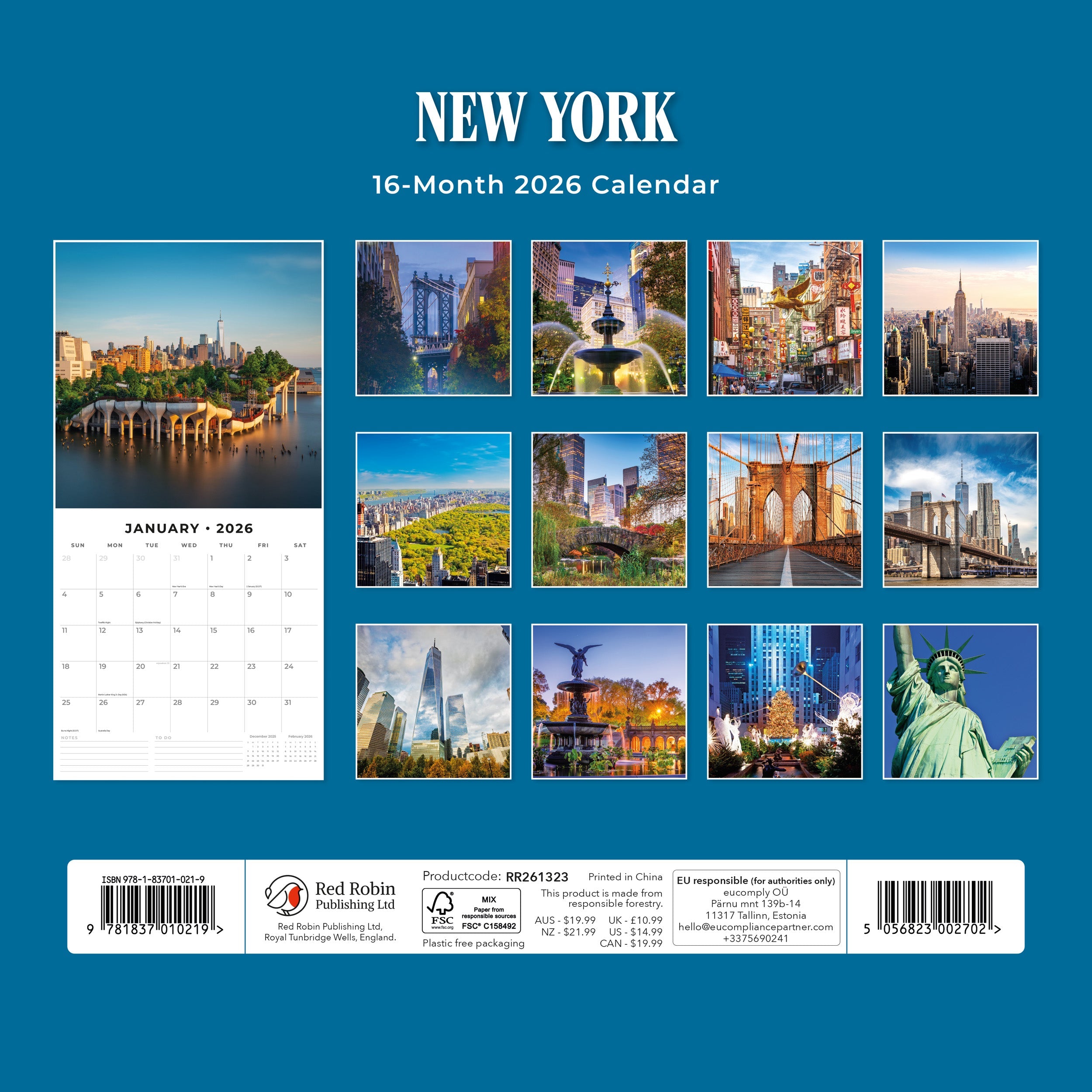 2026 New York - Square Wall Calendar