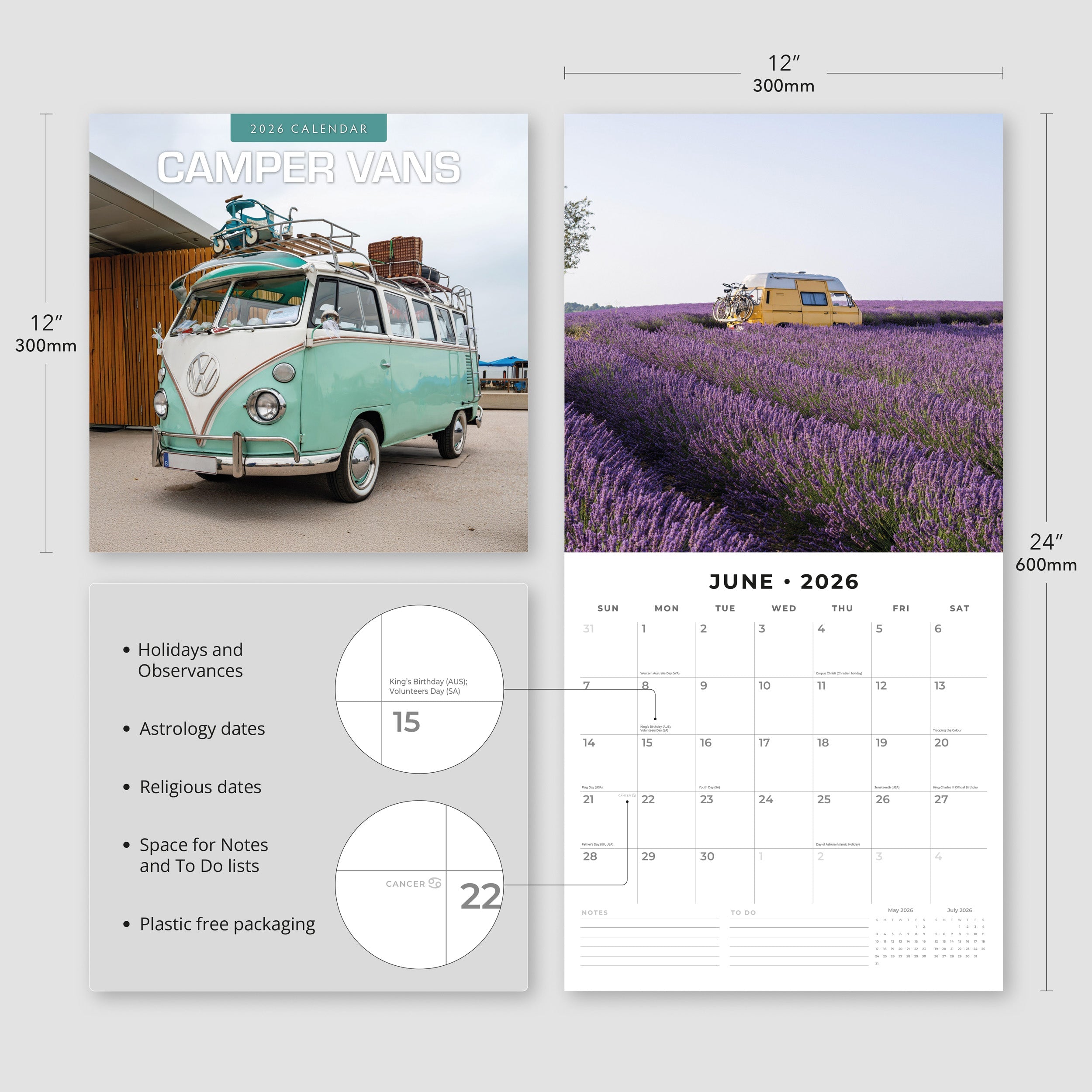 2026 Camper Vans - Square Wall Calendar