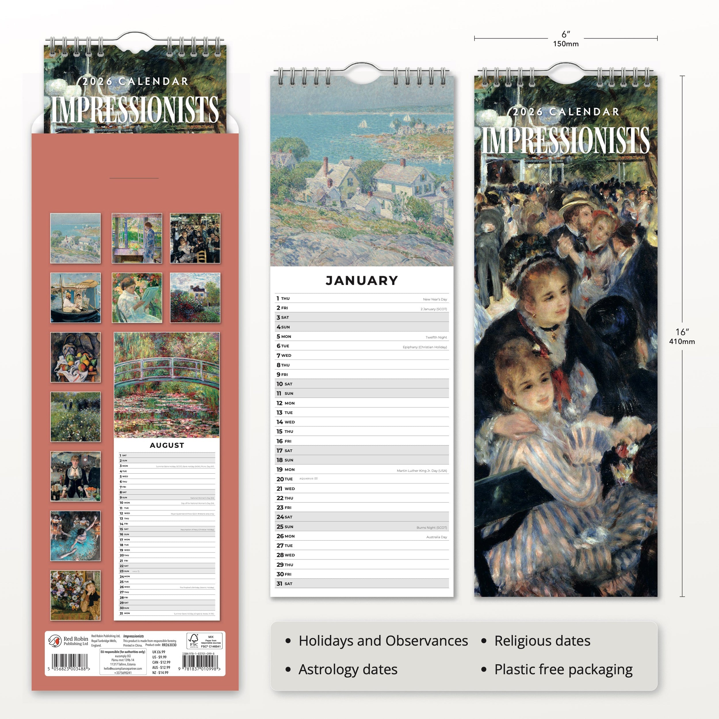 2026 Impressionists - Slim Wall Calendar