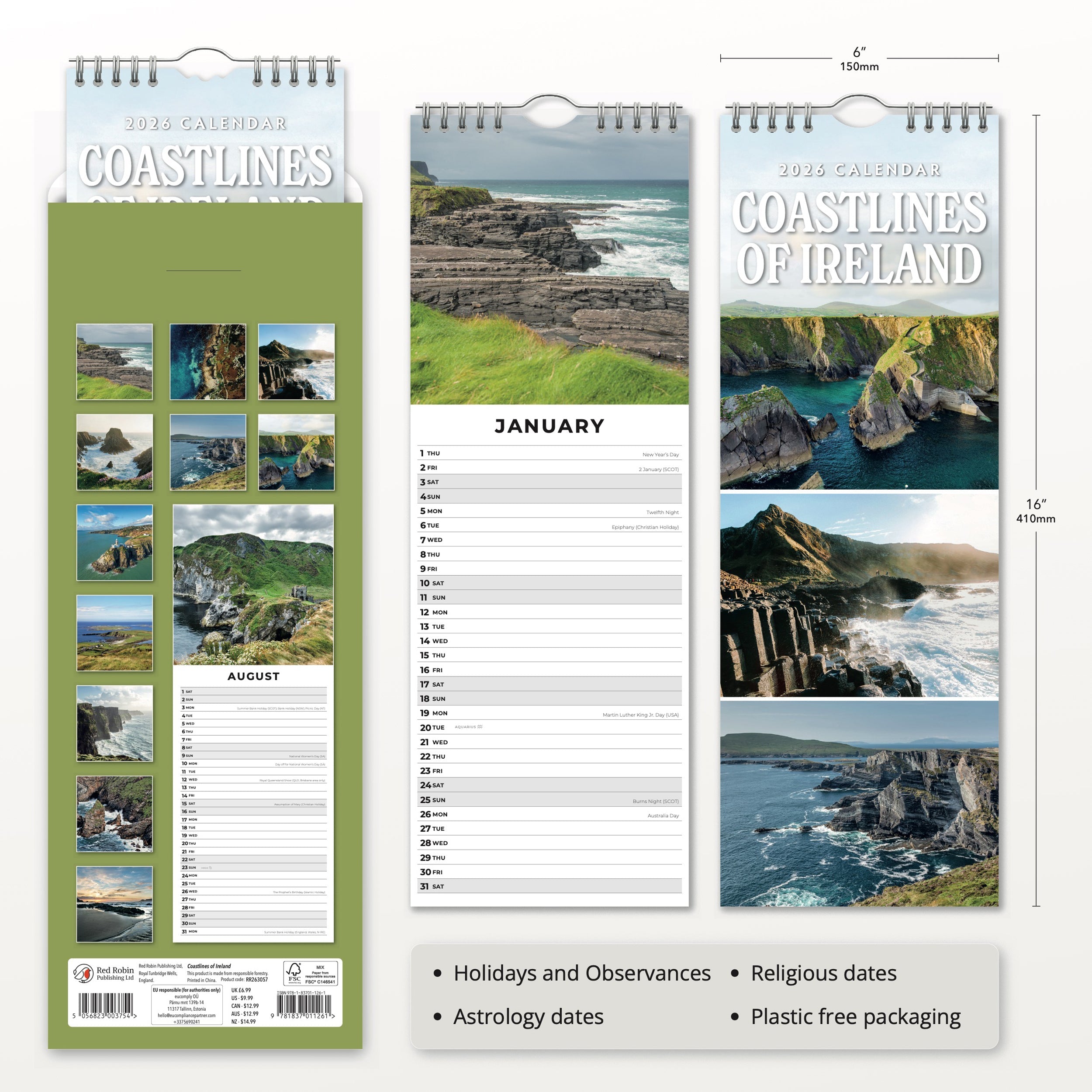 2026 Coaslines of Ireland - Slim Wall Calendar