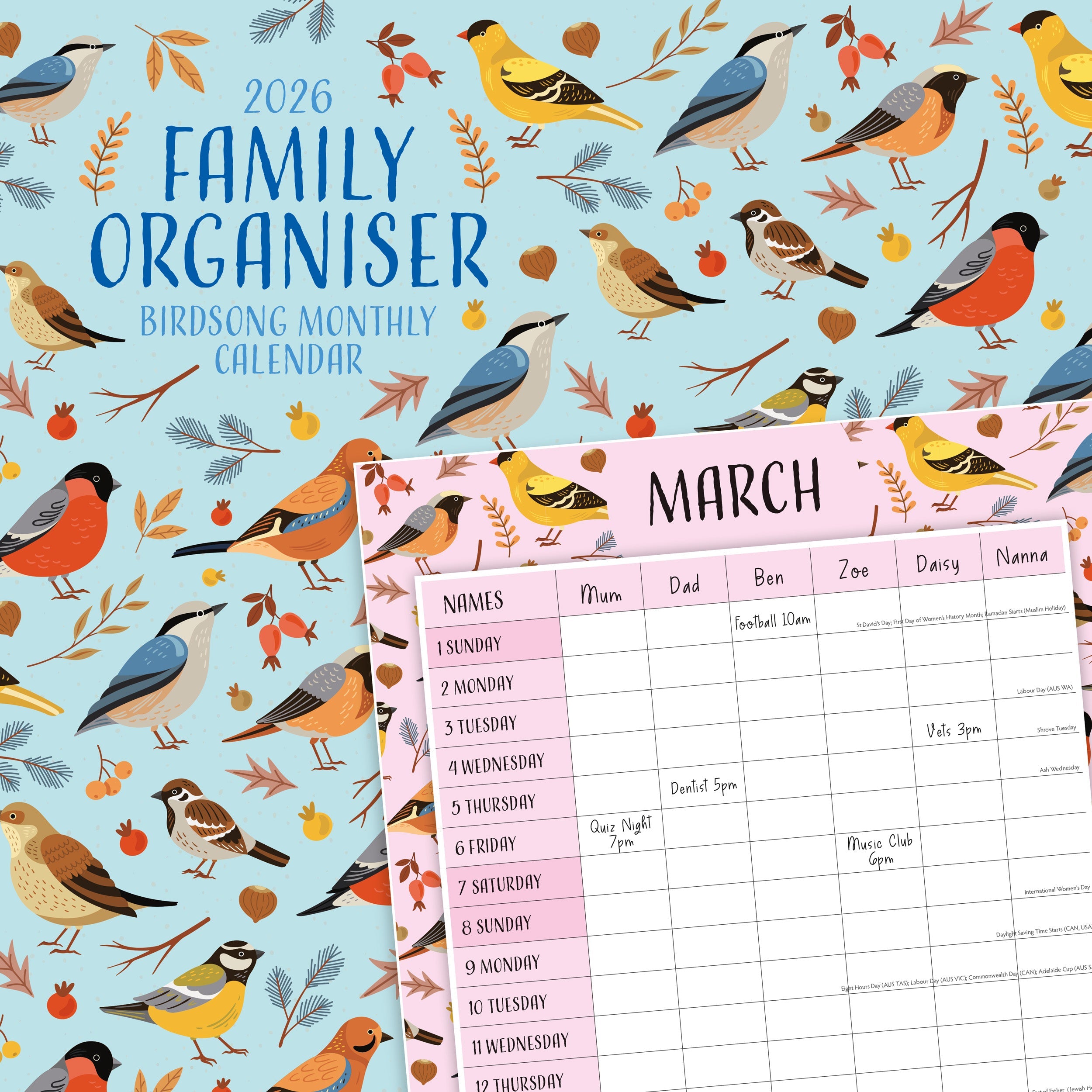 2026 Wall Planner 2025 CALENDAR BLUEY Month To View Family Organiser ...