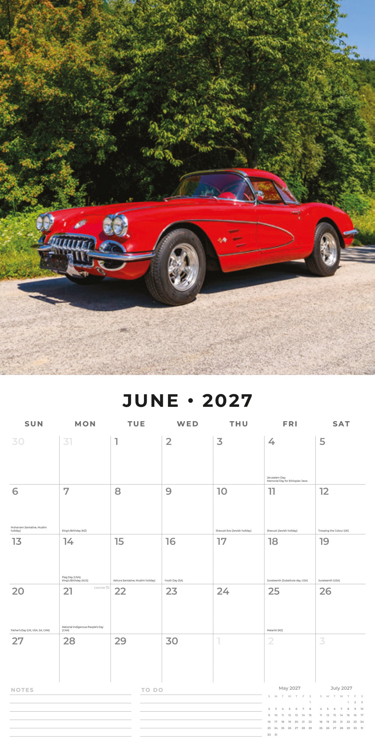 2027 Sports Cars - Square Wall Calendar