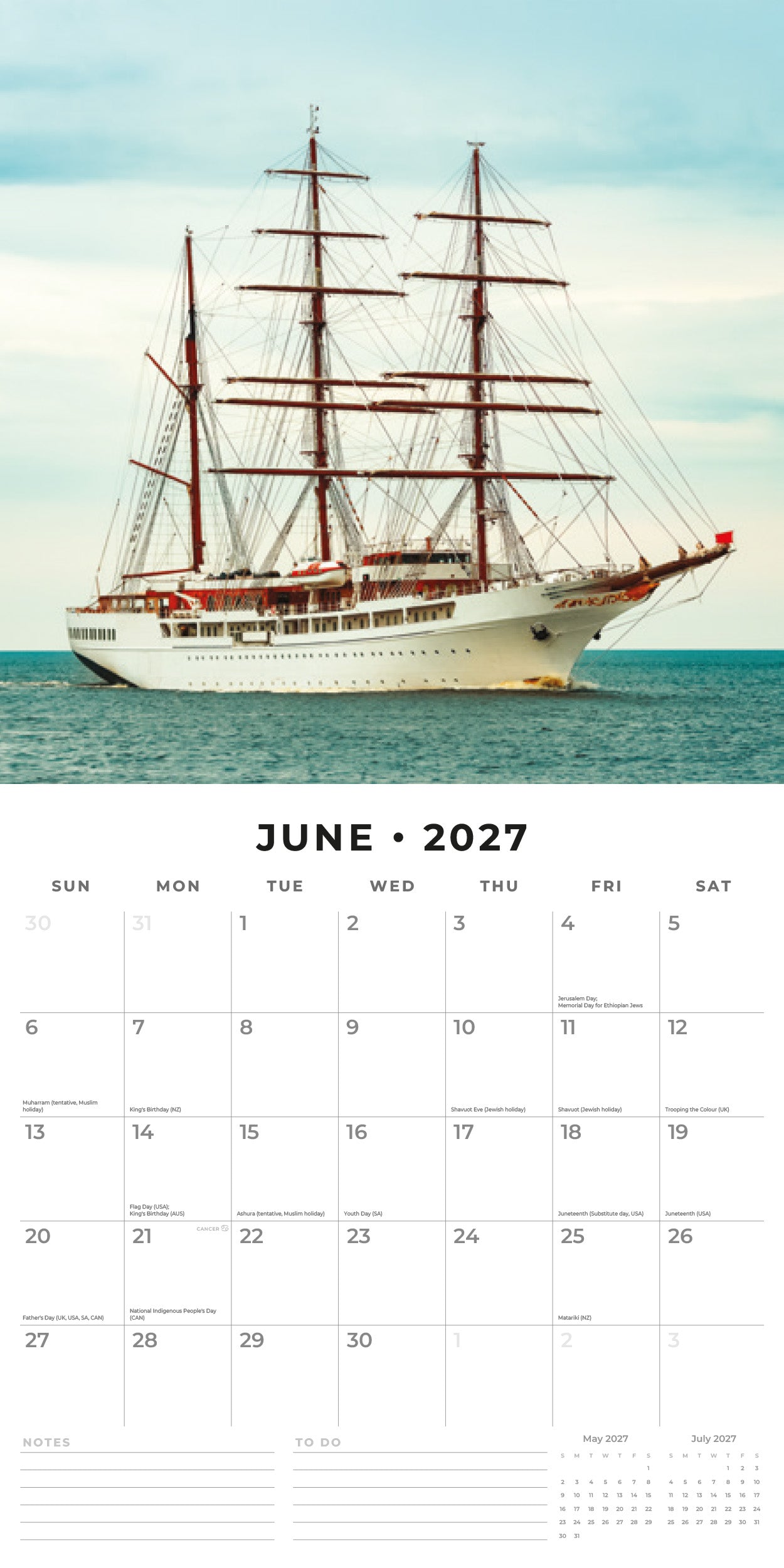 2027 Tall Ships - Square Wall Calendar