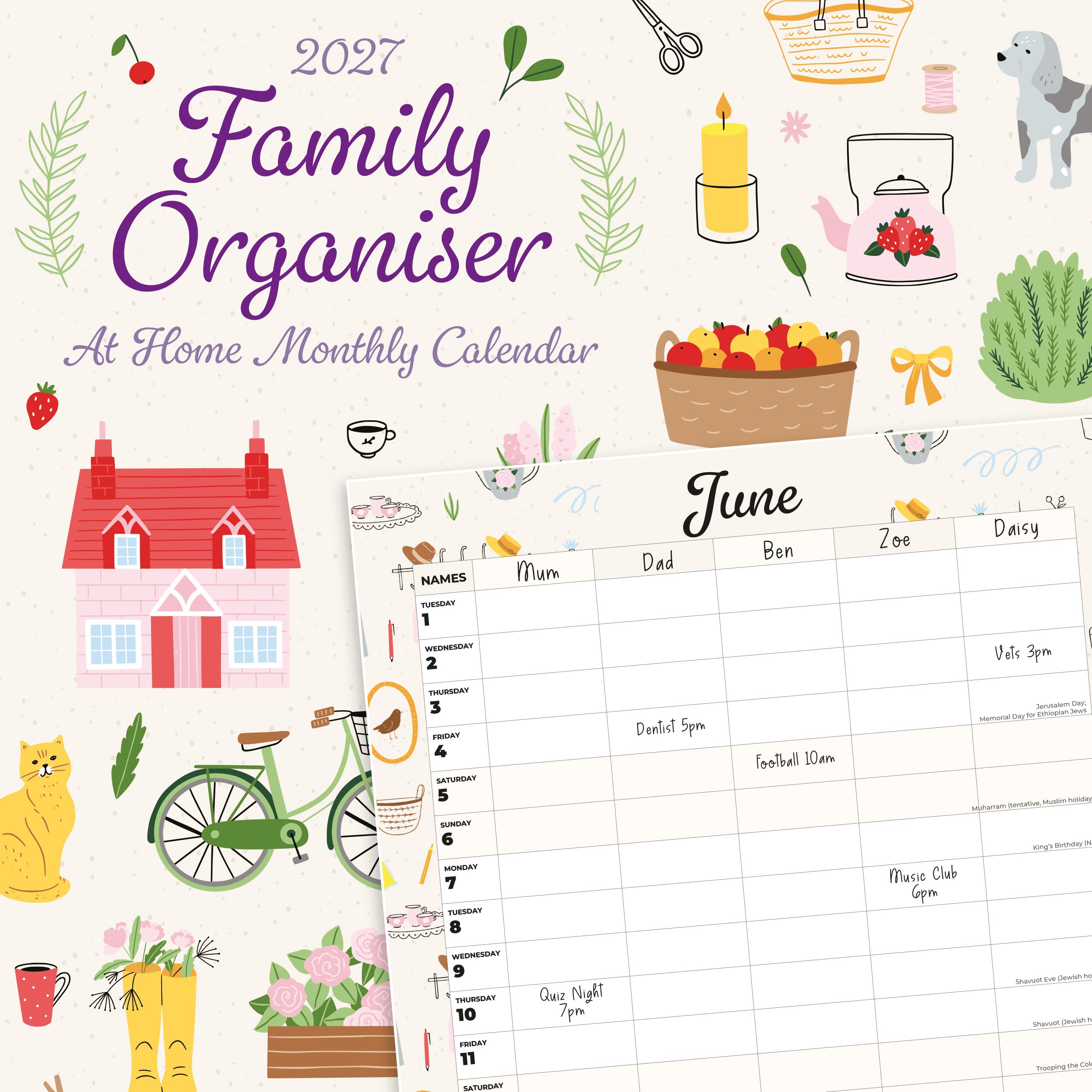 2027 Family Organiser - At Home - Square Wall Calendar