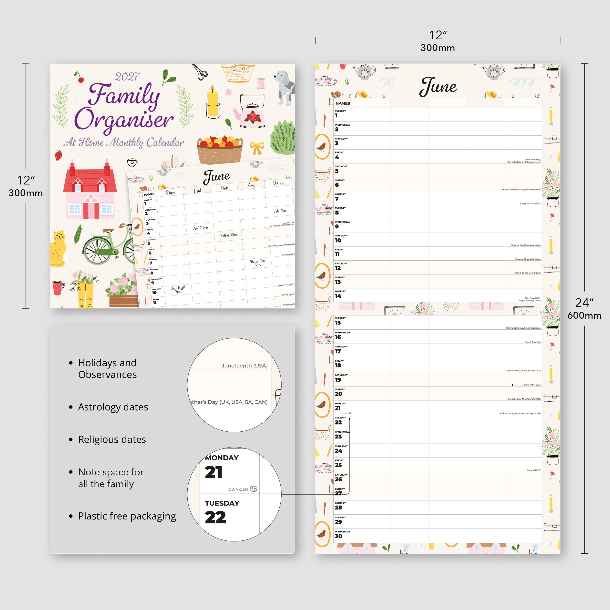 2027 Family Organiser - At Home - Square Wall Calendar