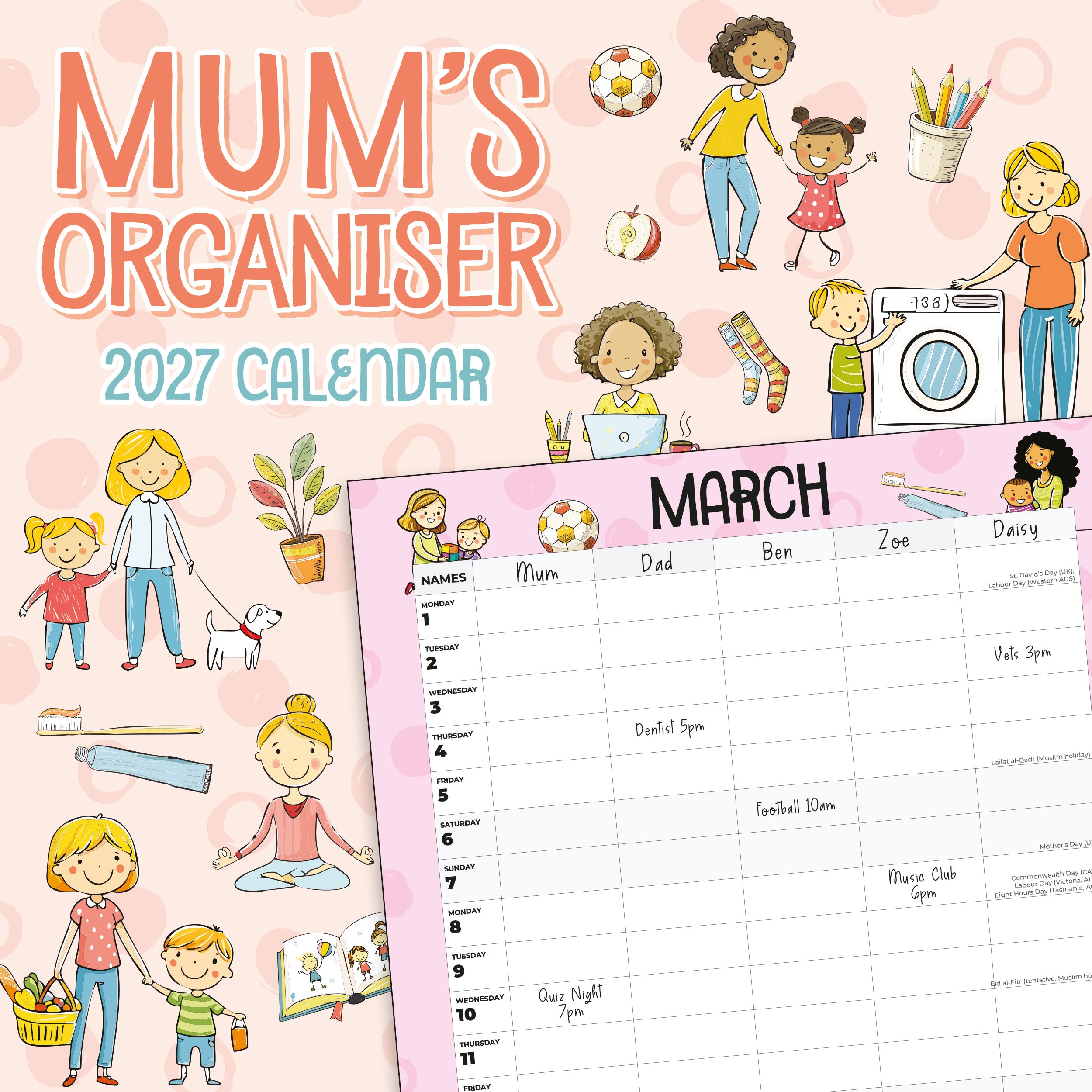 2027 Mum's Organiser - Square Wall Calendar