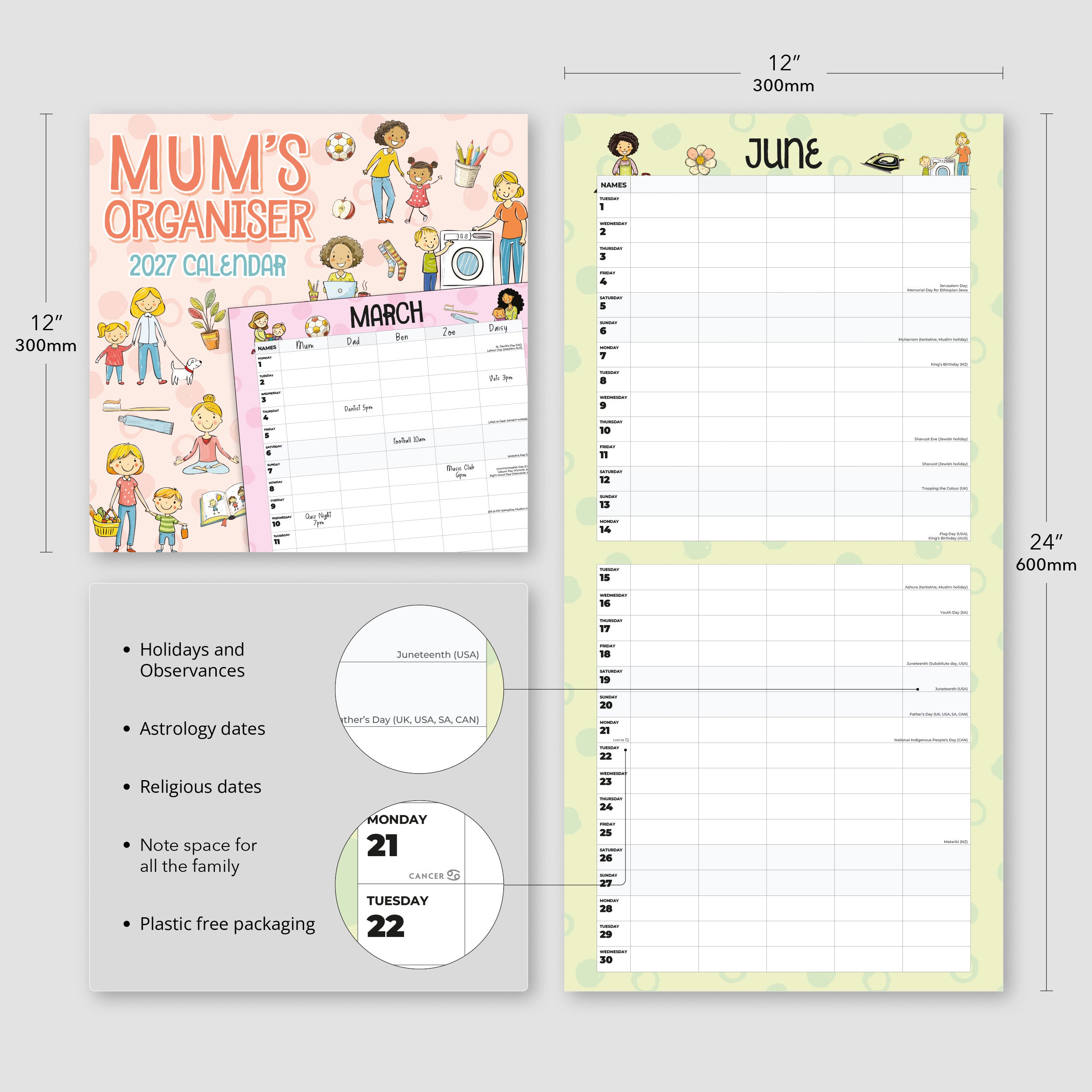 2027 Mum's Organiser - Square Wall Calendar