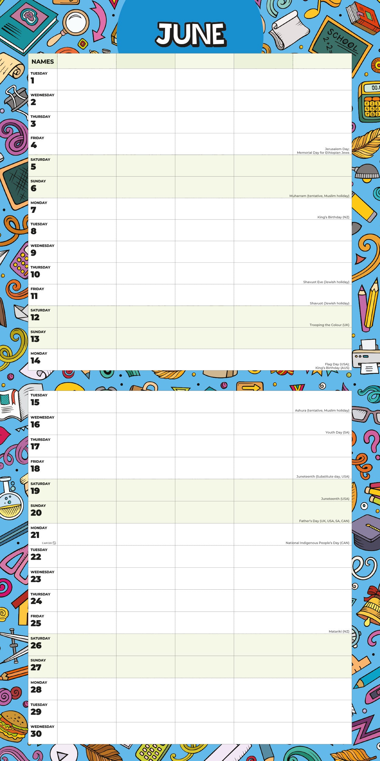 2027 School Planner - Square Wall Calendar