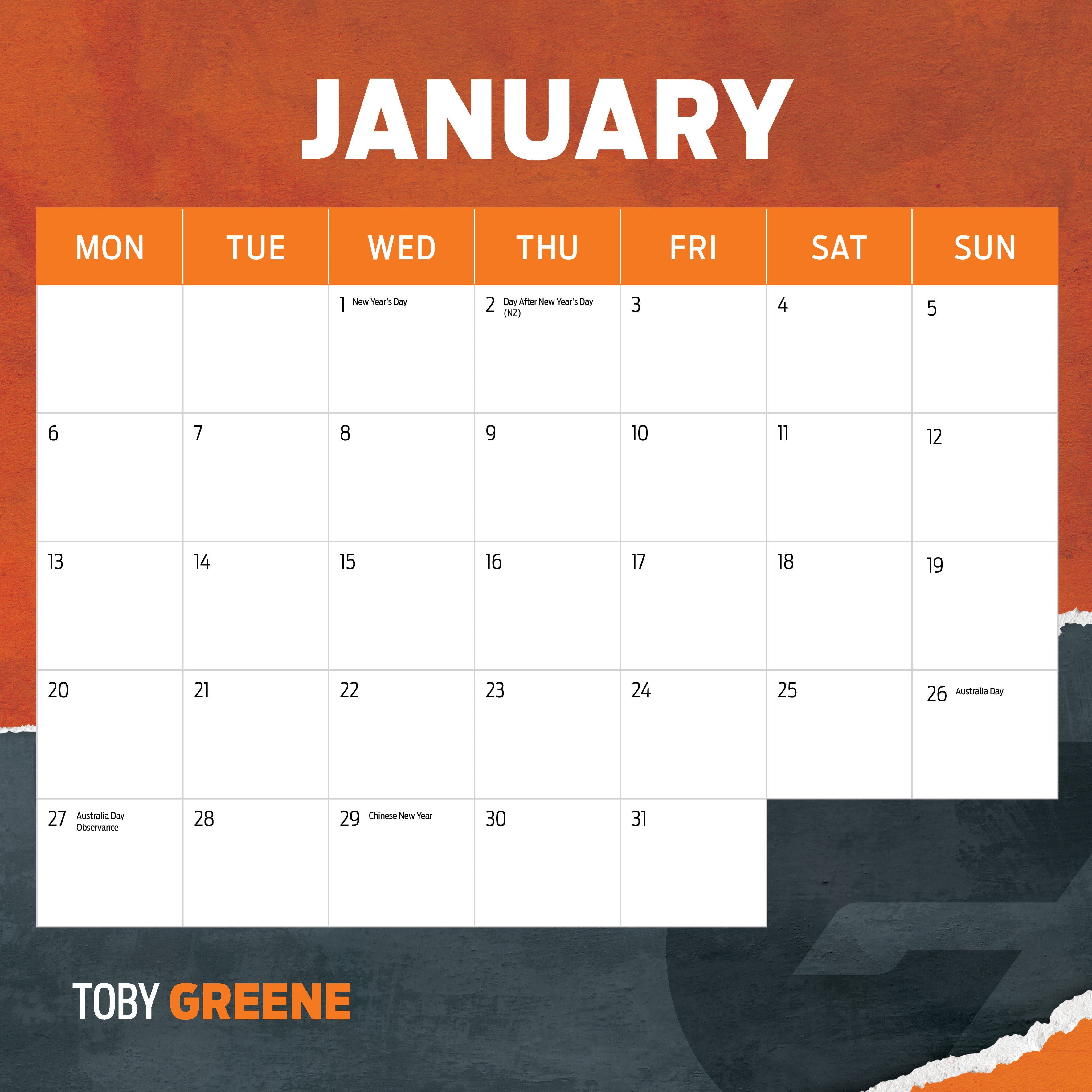 2025 AFL Greater Western Sydney Giants - Square Wall Calendar