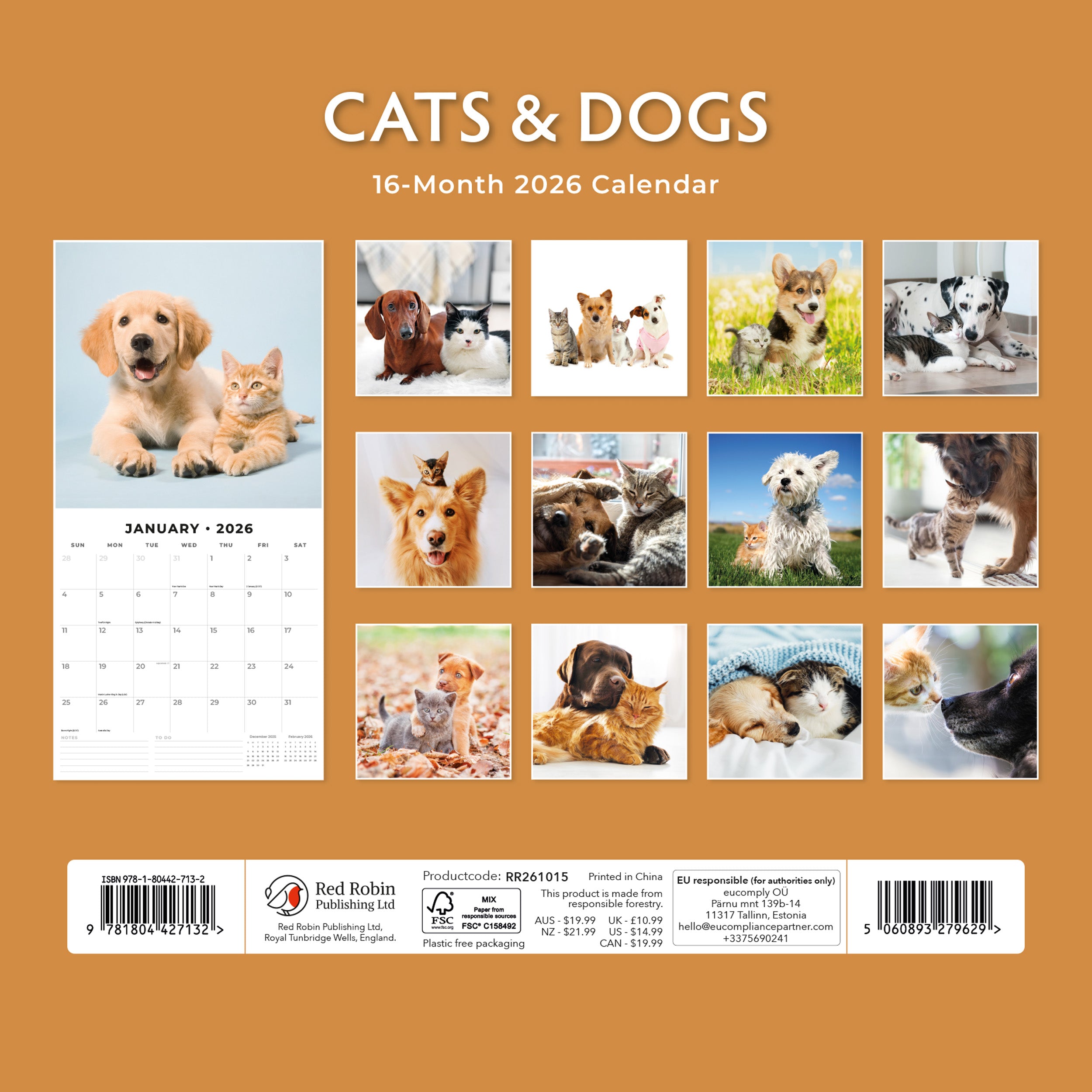 2026 Cats & Dogs - Square Wall Calendar