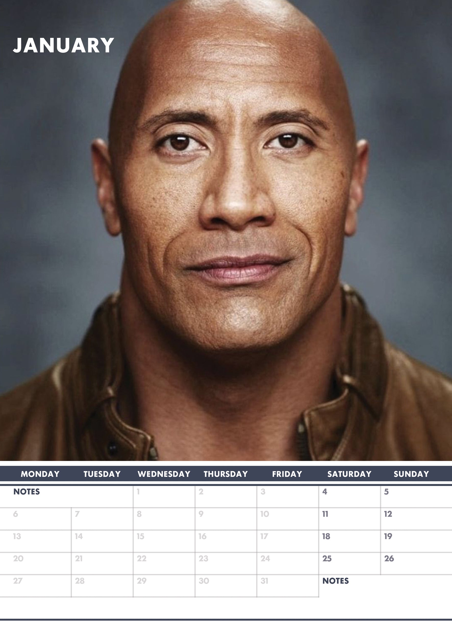 2025 Dwayne Johnson - A3 Wall Calendar