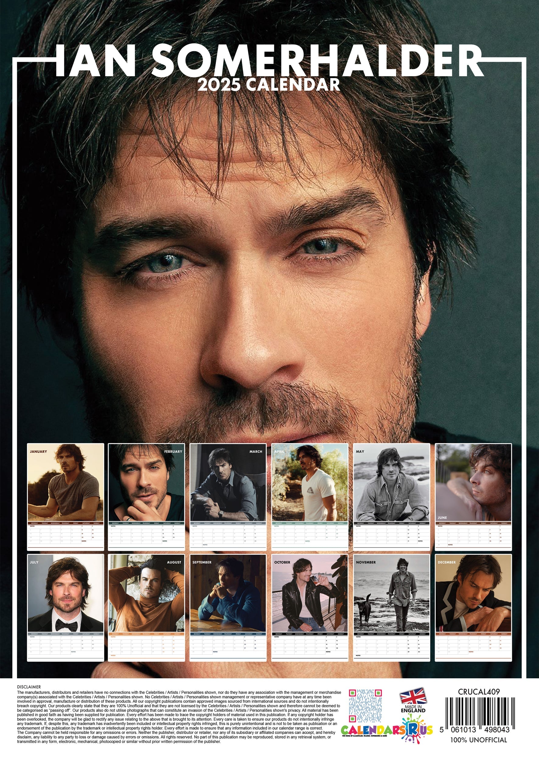 2025 Ian Somerhalder - A3 Wall Calendar