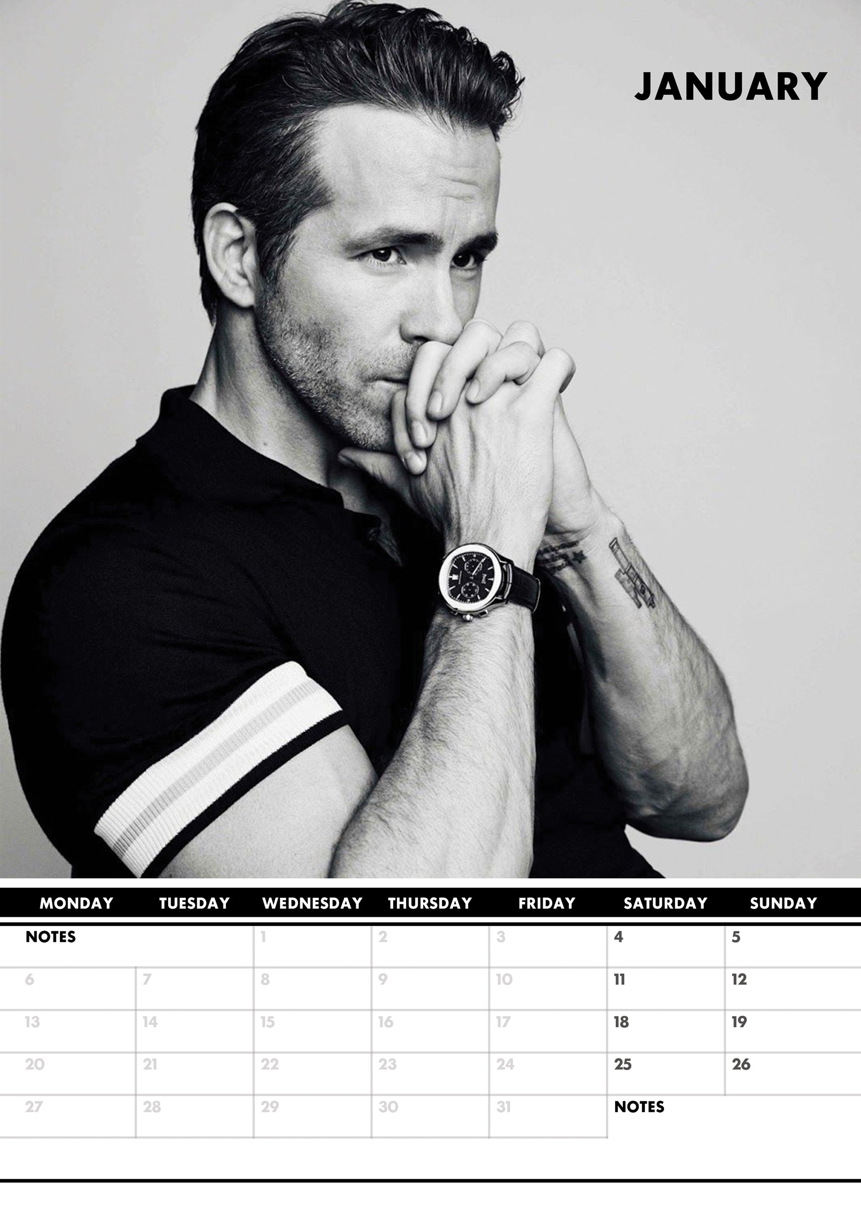 2025 Ryan Reynolds - A3 Wall Calendar