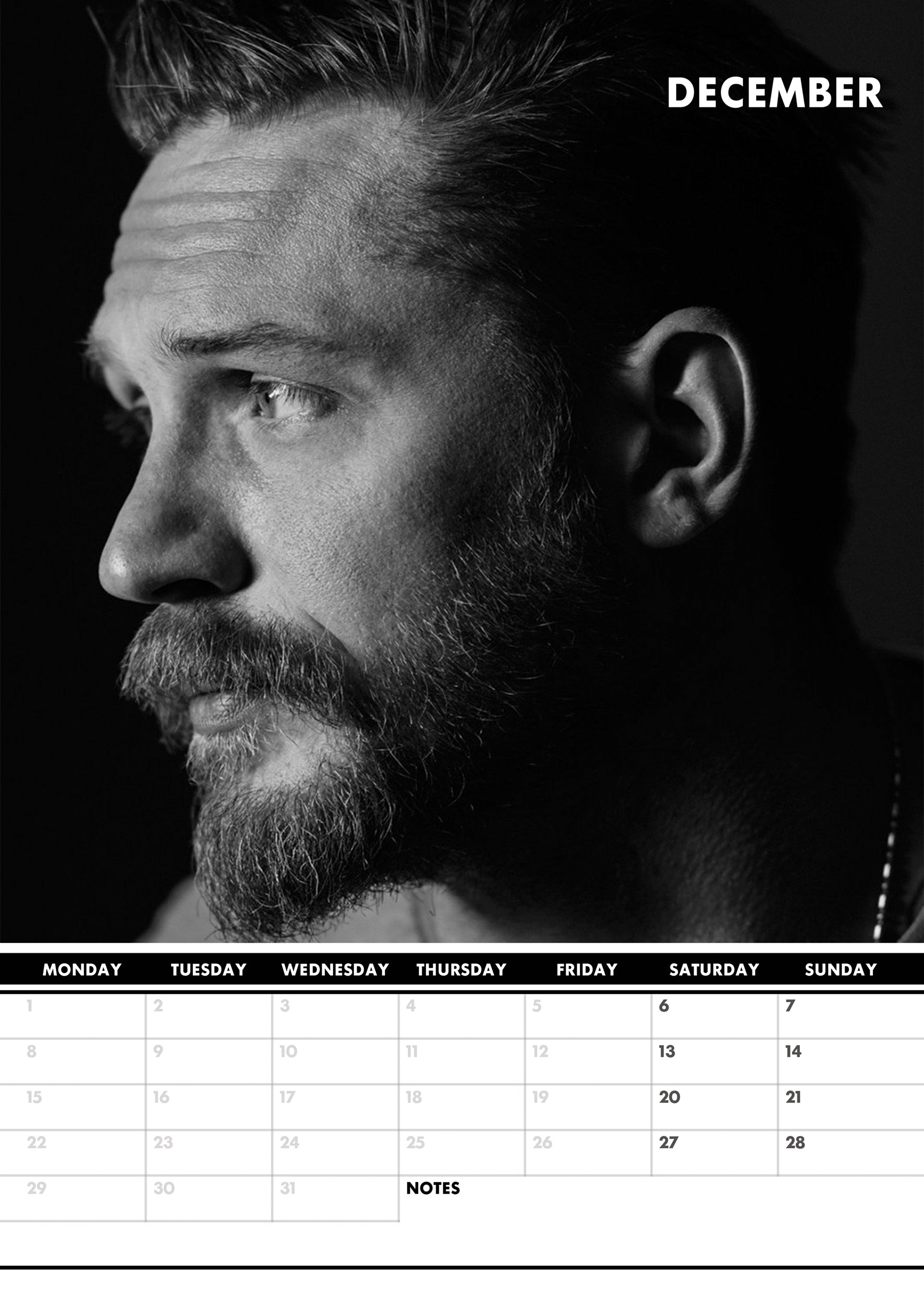 2025 Tom Hardy - A3 Wall Calendar