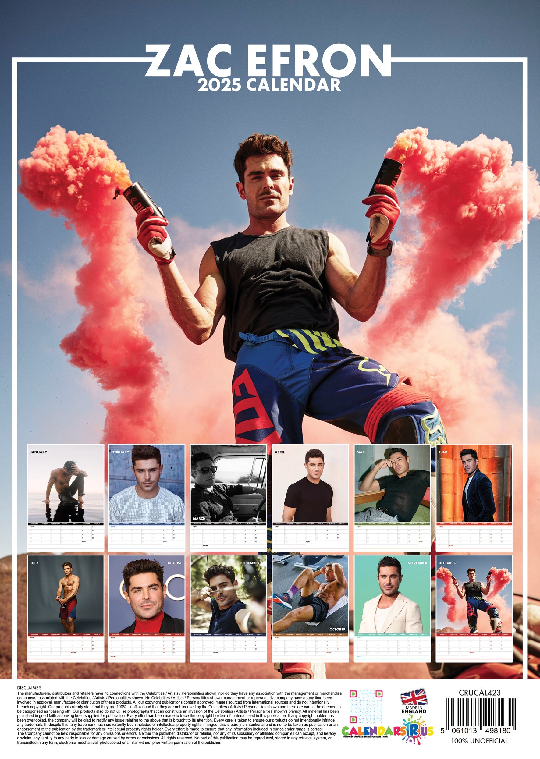 2025 Zac Efron - A3 Wall Calendar