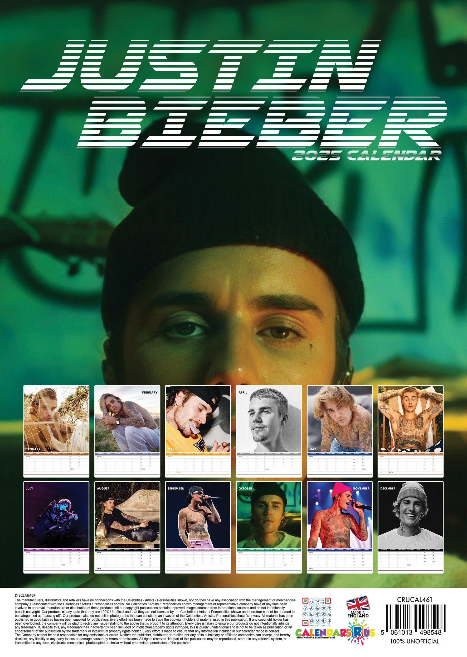 2025 Justin Bieber - A3 Wall Calendar