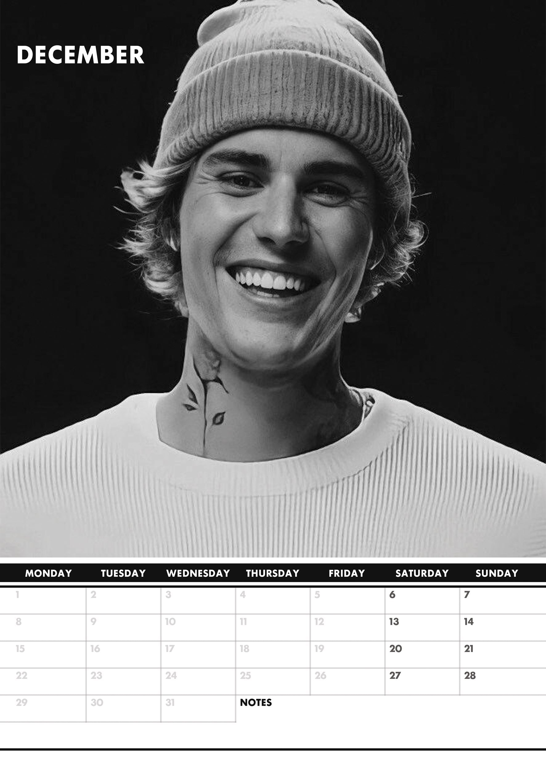 Justin Bieber Calendar 2025