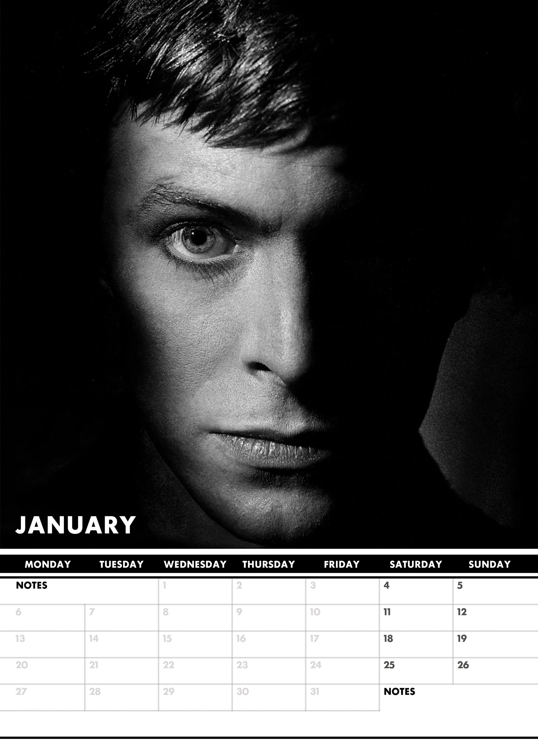 David Bowie Wall Calendar 2025