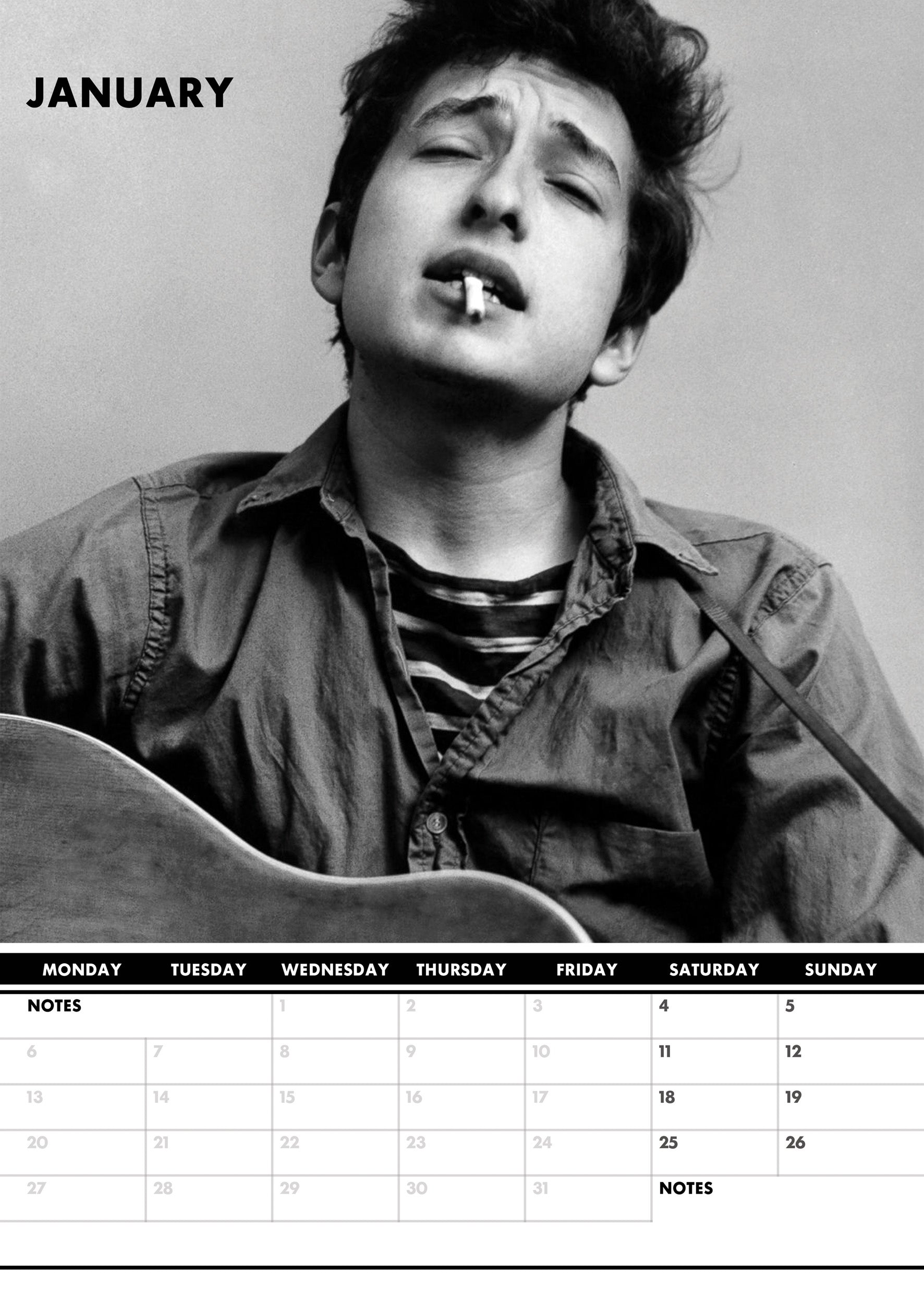 2025 Bob Dylan - A3 Wall Calendar