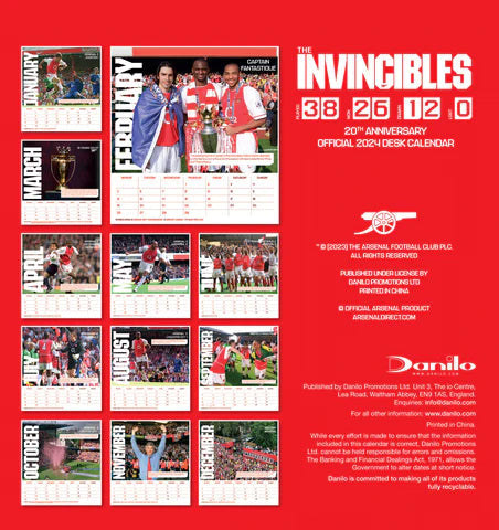 2024 Arsenal FC - Desk Easel Calendar  SOLD OUT