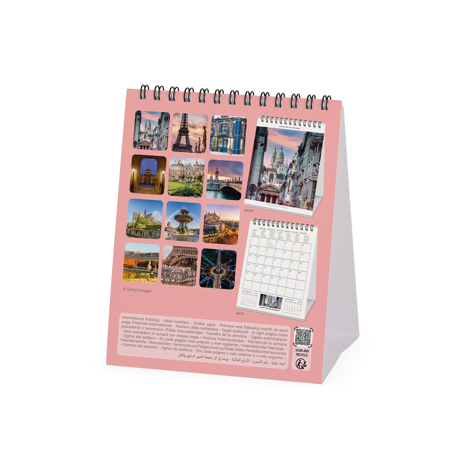 2025 Paris by Legami - Desk Easel Calendar