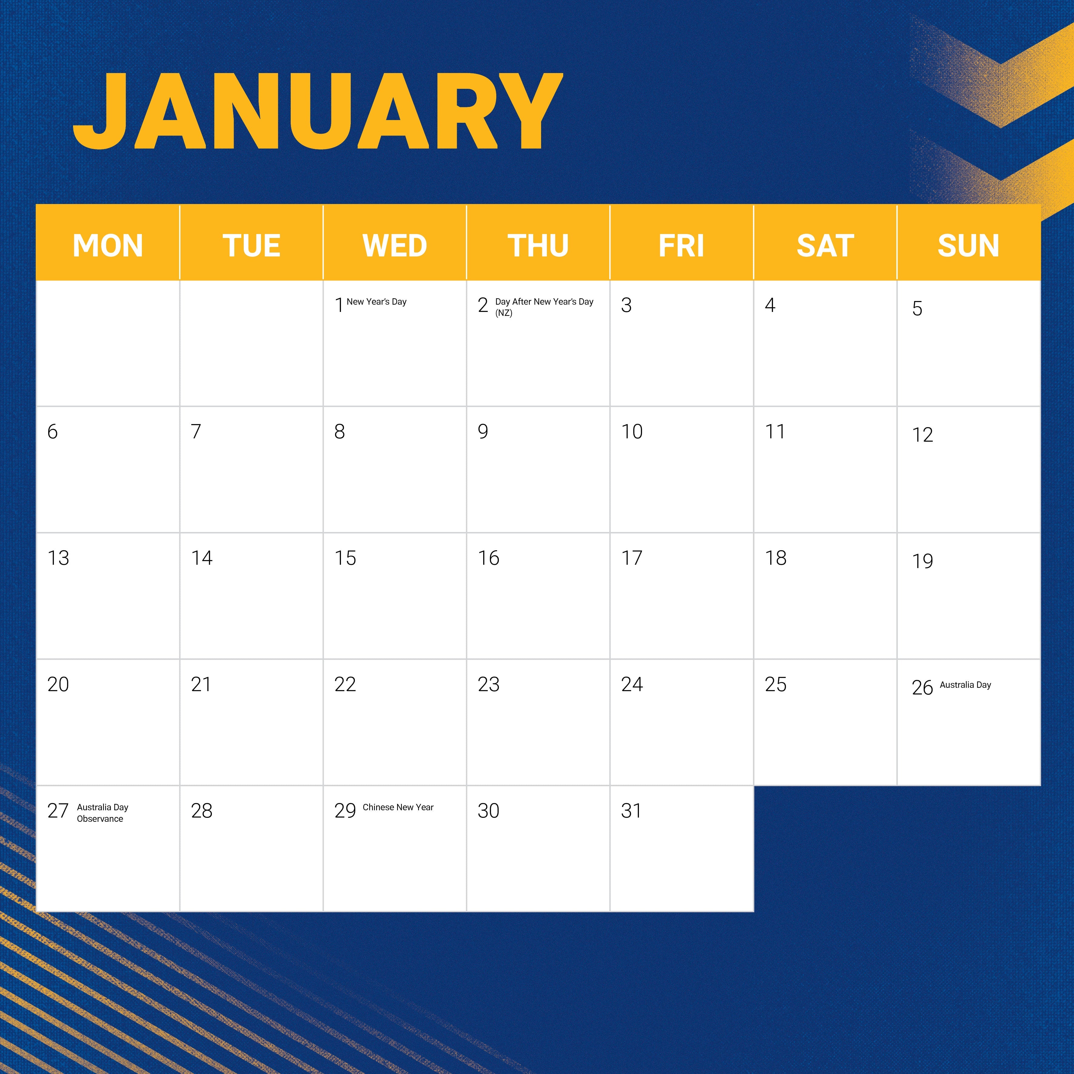 2025 NRL Parramatta Eels - Square Wall Calendar