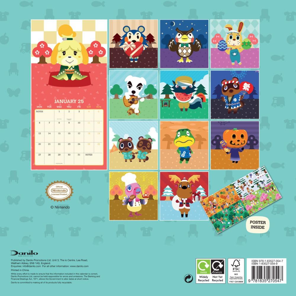 2025 Animal Crossing - Square Wall Calendar