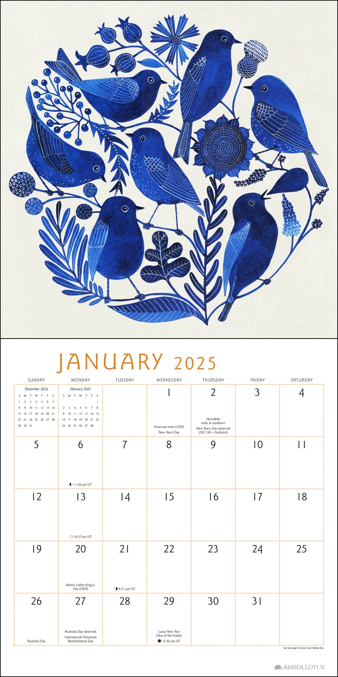 2025 Feathered Friends By Geninne D Zlatkis - Square Wall Calendar