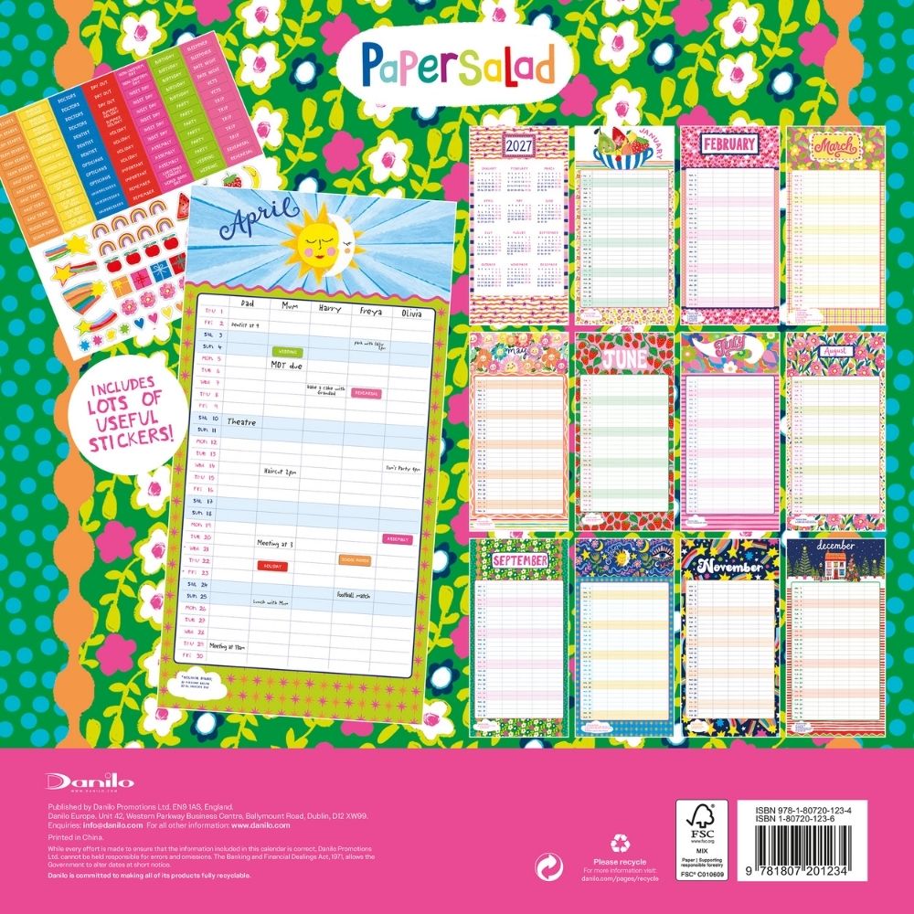 2027 Paper Salad - Family Organiser Calendar - Square Wall Calendar - product image 5