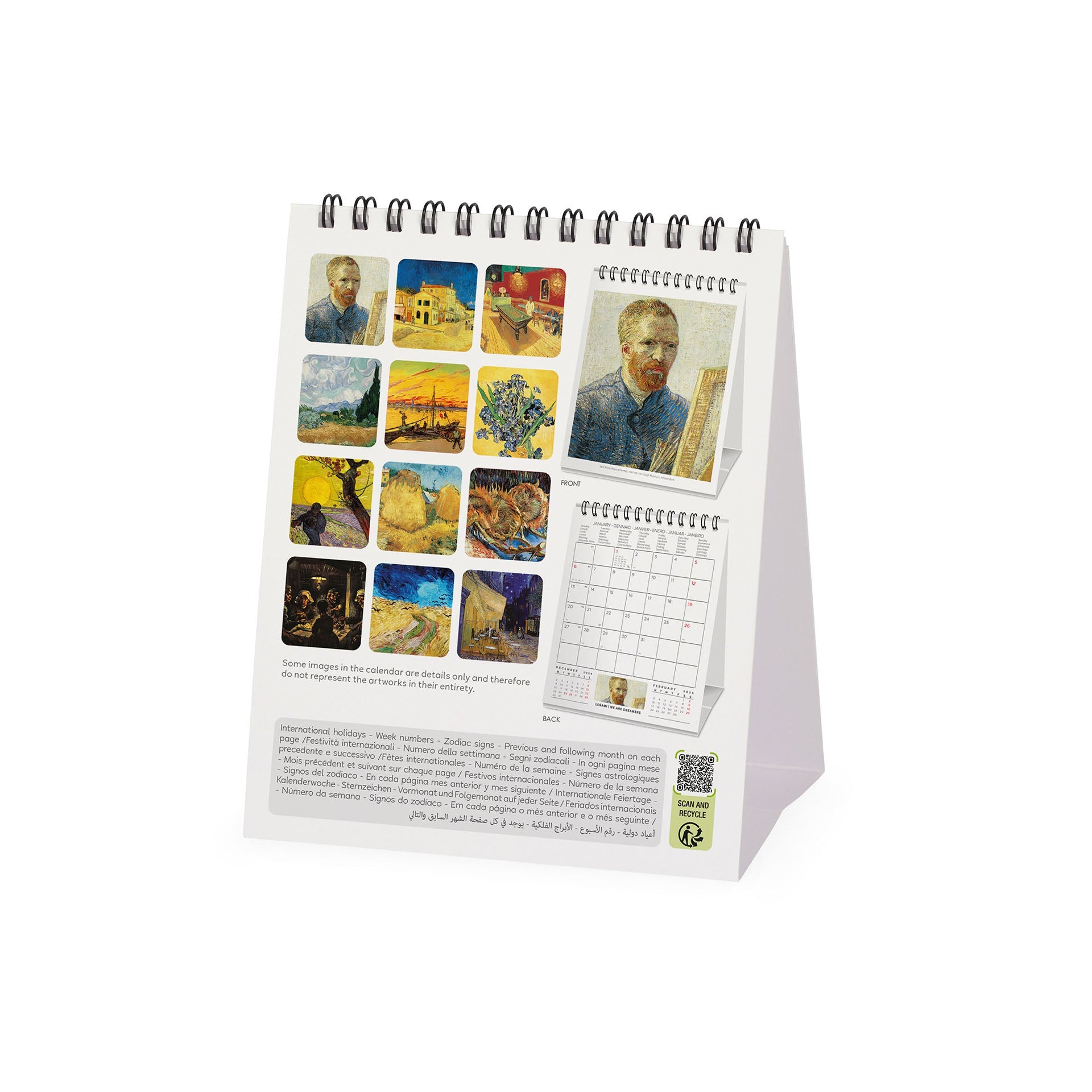 2025 Vincent Van Gogh by Legami - Desk Easel Calendar