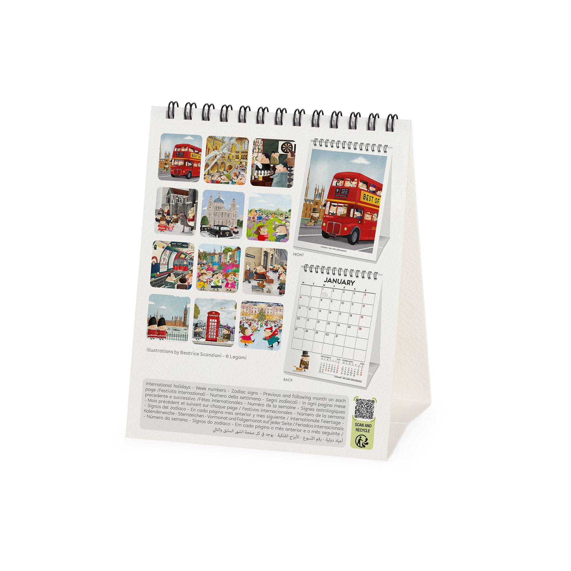 2025 London by Legami - Desk Easel Calendar