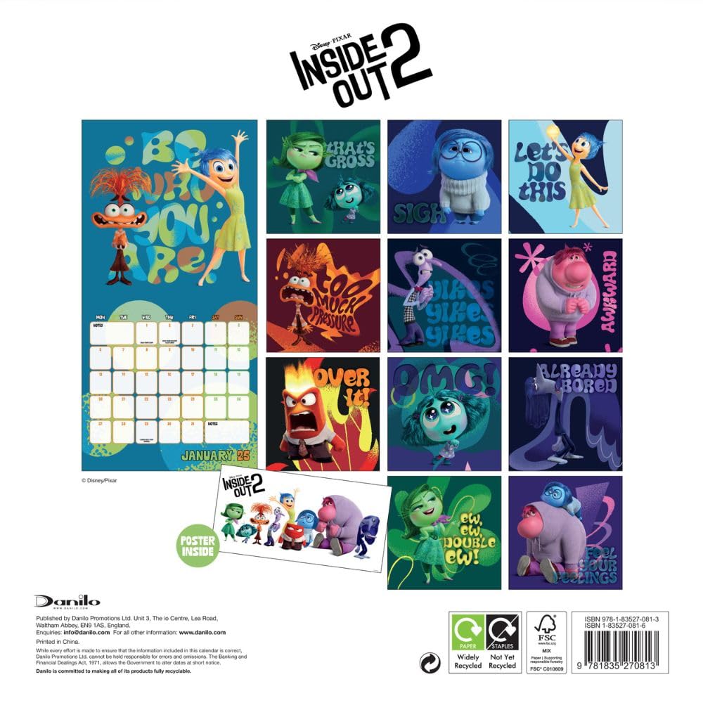 2025 Inside Out 2 Movie - Square Wall Calendar