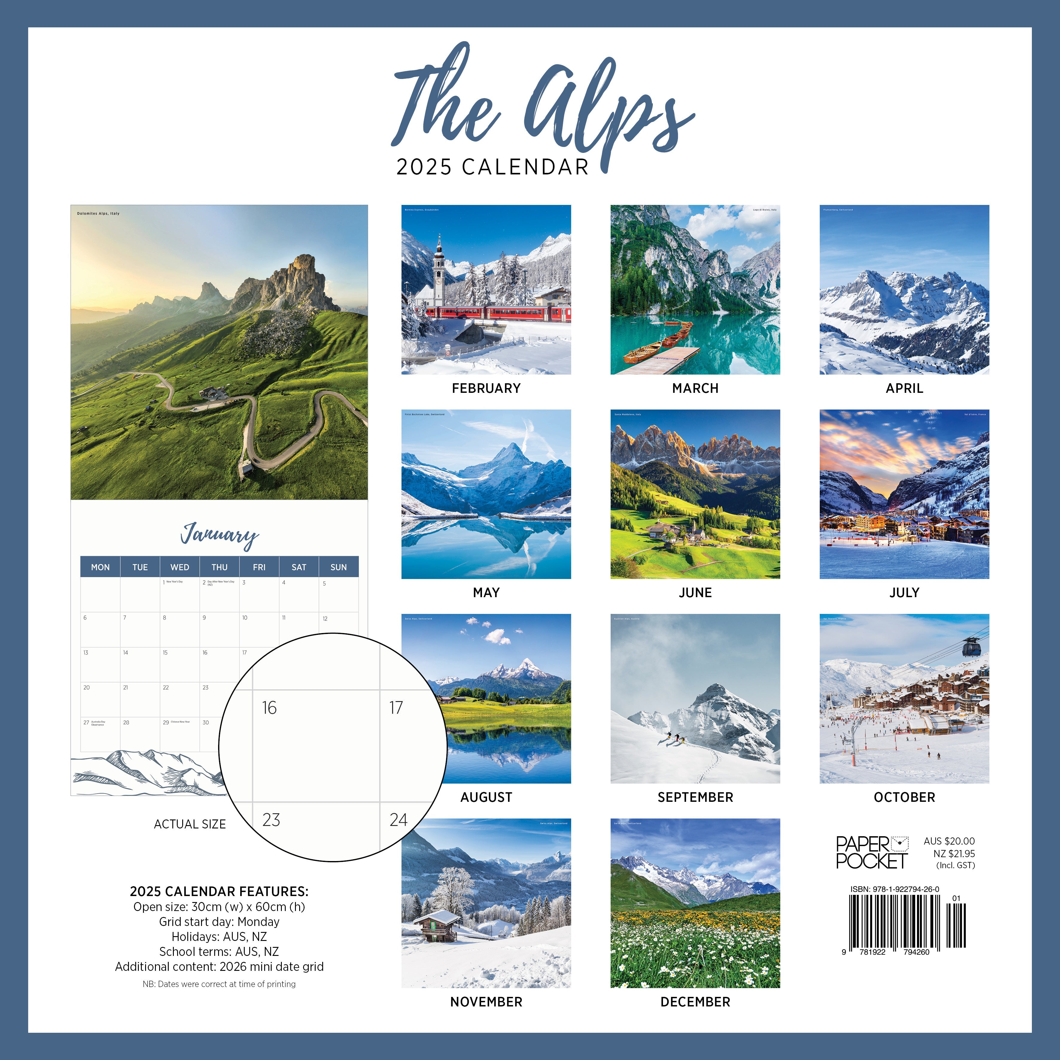 2025 The Alps - Square Wall Calendar