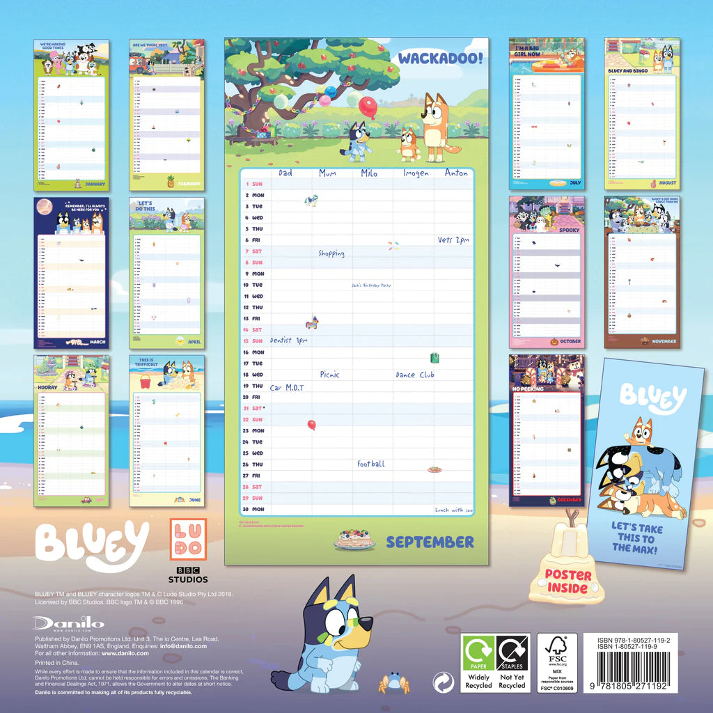 2024 Bluey Family - Square Wall Calendar  SOLD OUT