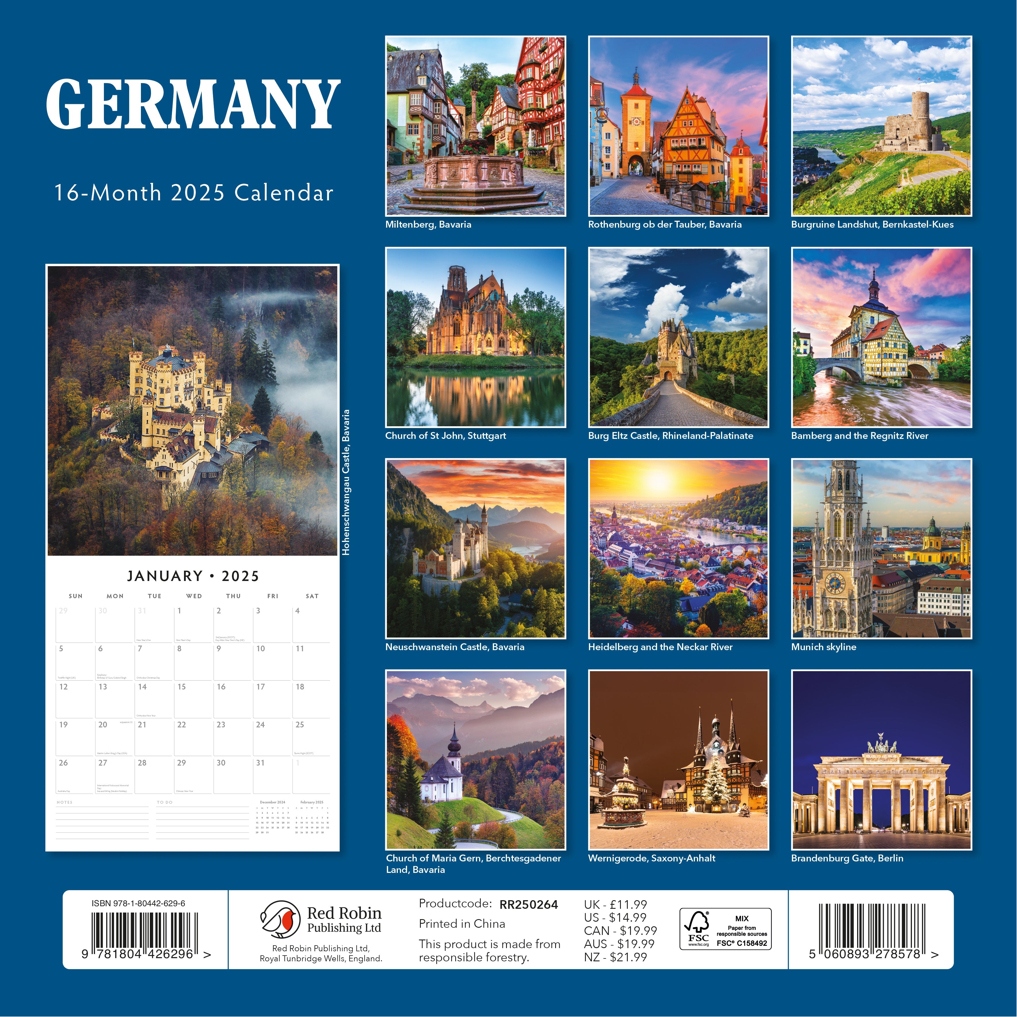 2025 Germany - Square Wall Calendar