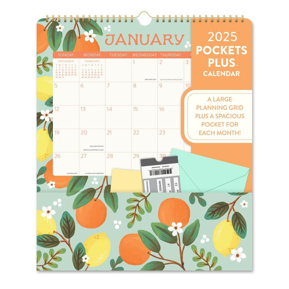 2025 Fruit & Flora Pockets Plus - Deluxe Wall Calendar