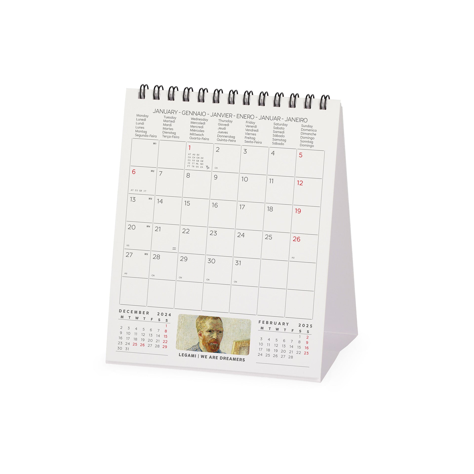 2025 Vincent Van Gogh by Legami - Desk Easel Calendar