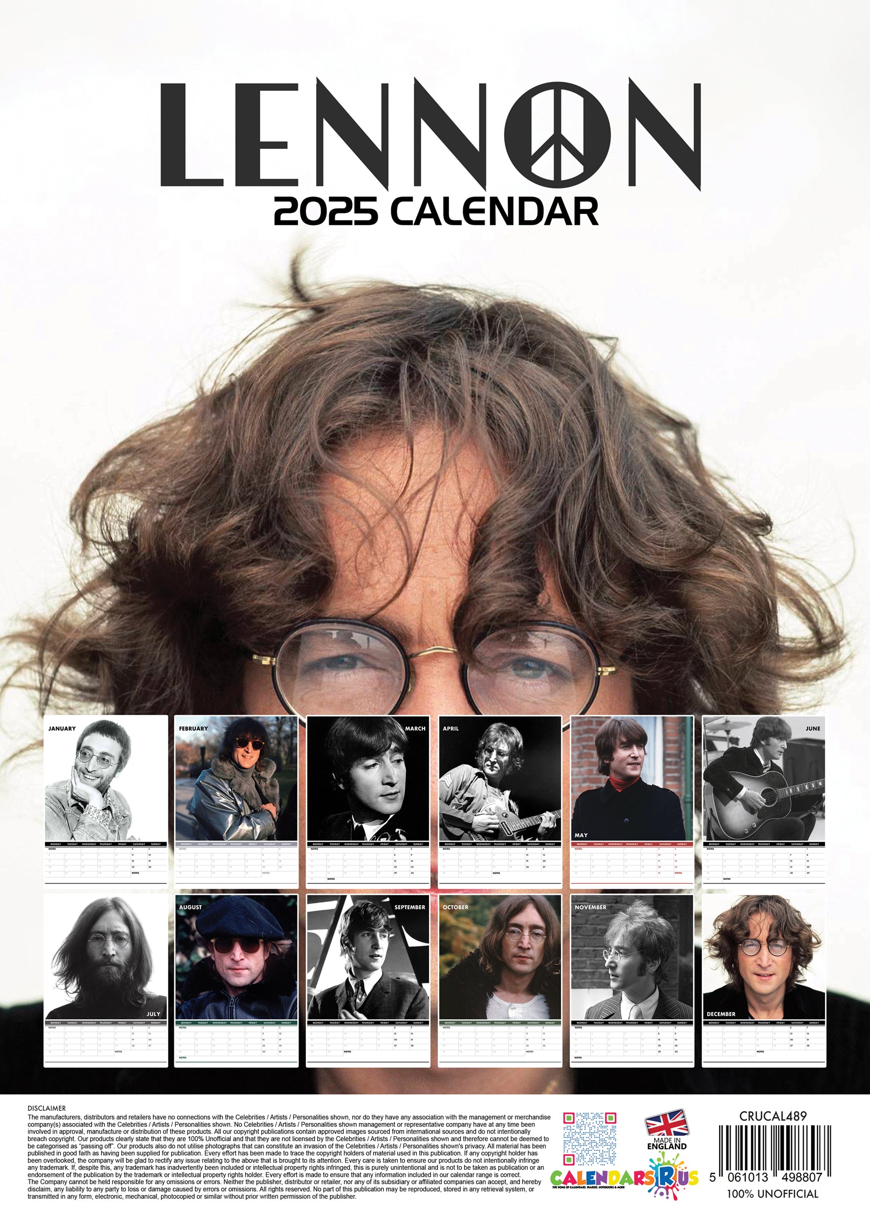 2025 John Lennon - A3 Wall Calendar