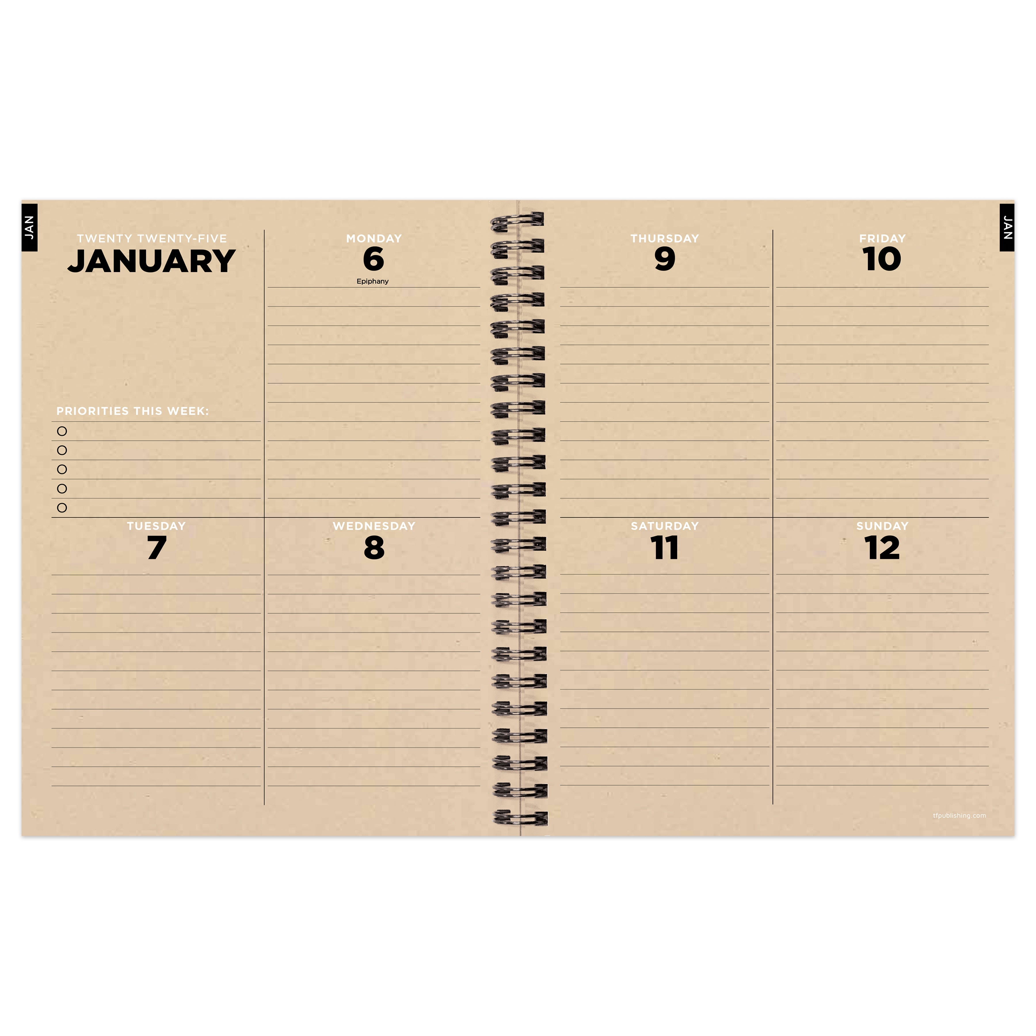 2025 Big Wave - Medium Monthly & Weekly Diary/Planner