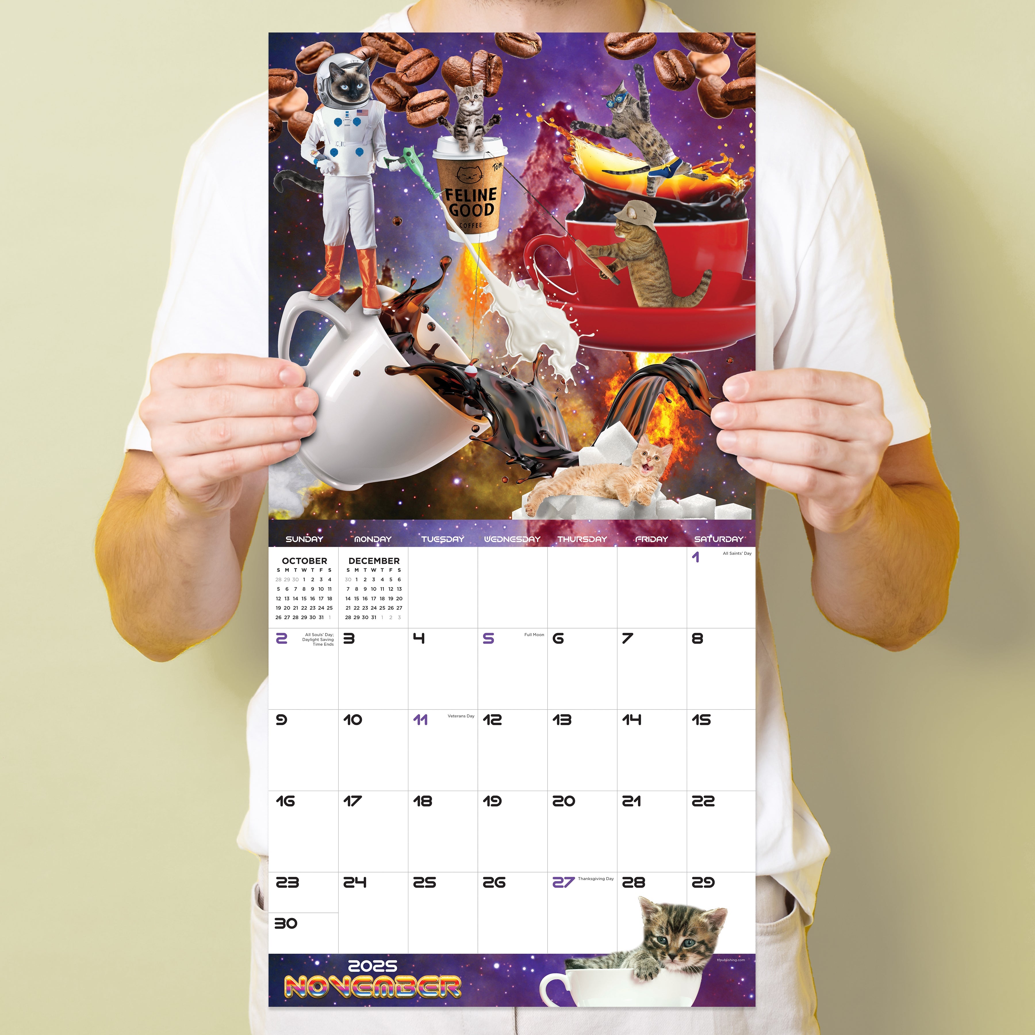 2025 Space Cats - Square Wall Calendar