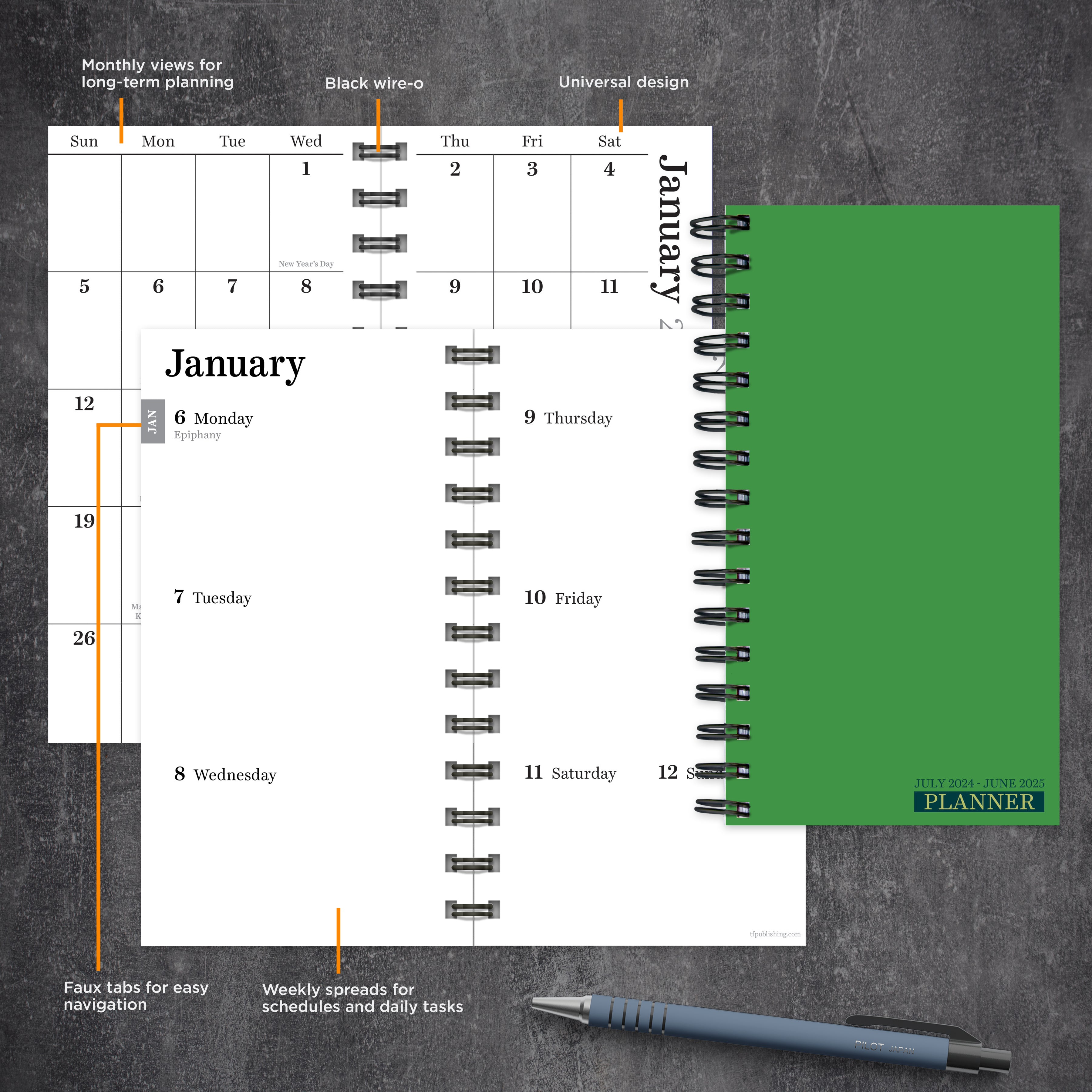 2025 Green Grass - Small Monthly & Weekly Pocket Diary/Planner